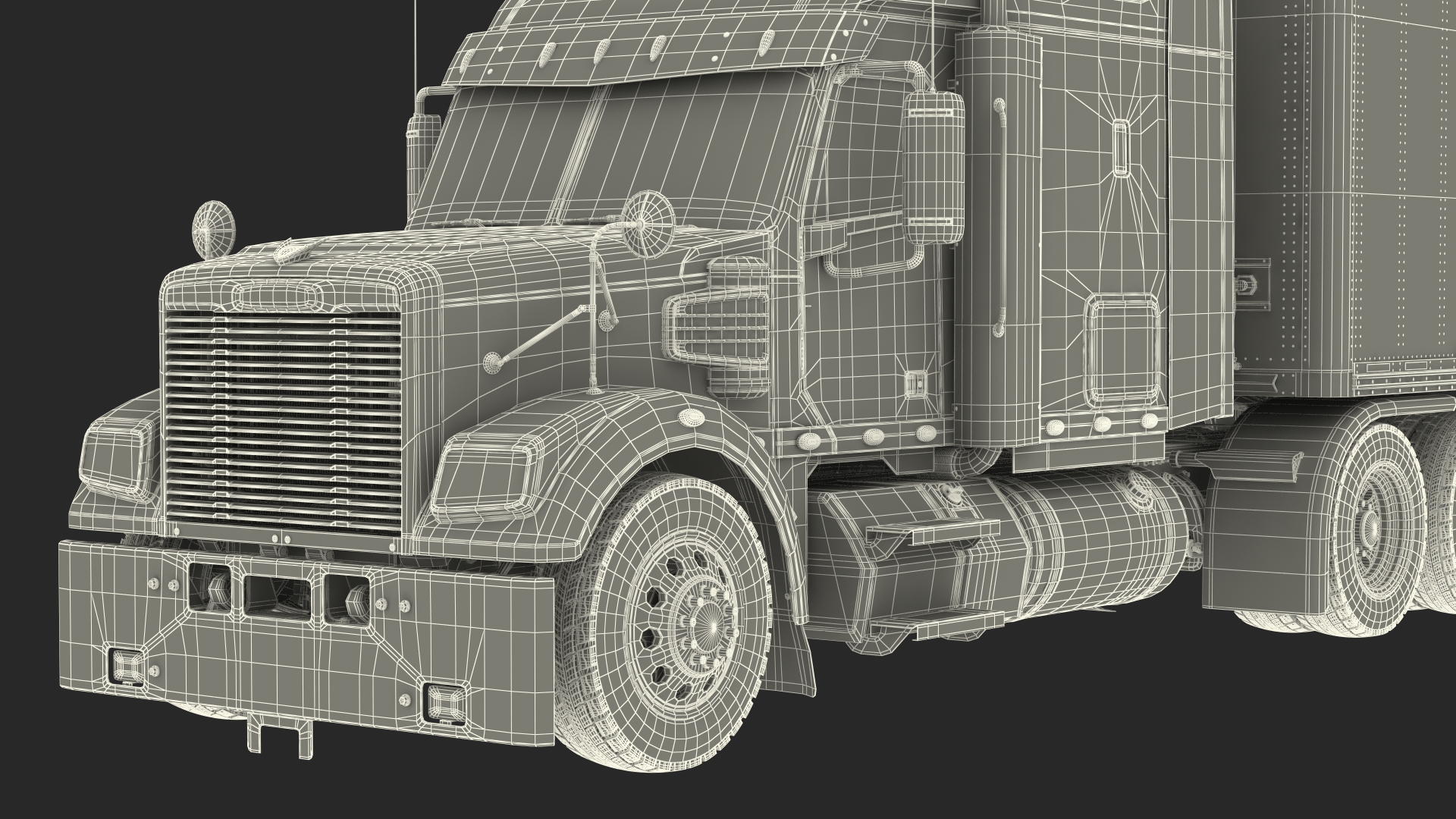 3D Freightliner 122SD with Trailer