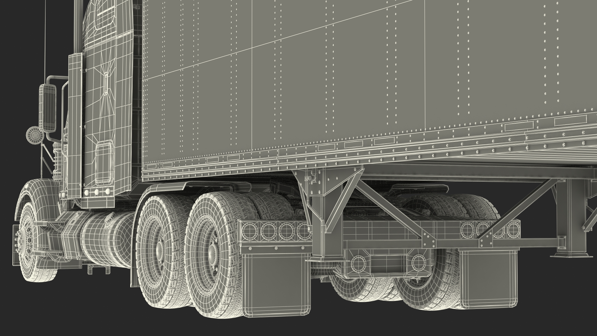 3D Freightliner 122SD with Trailer