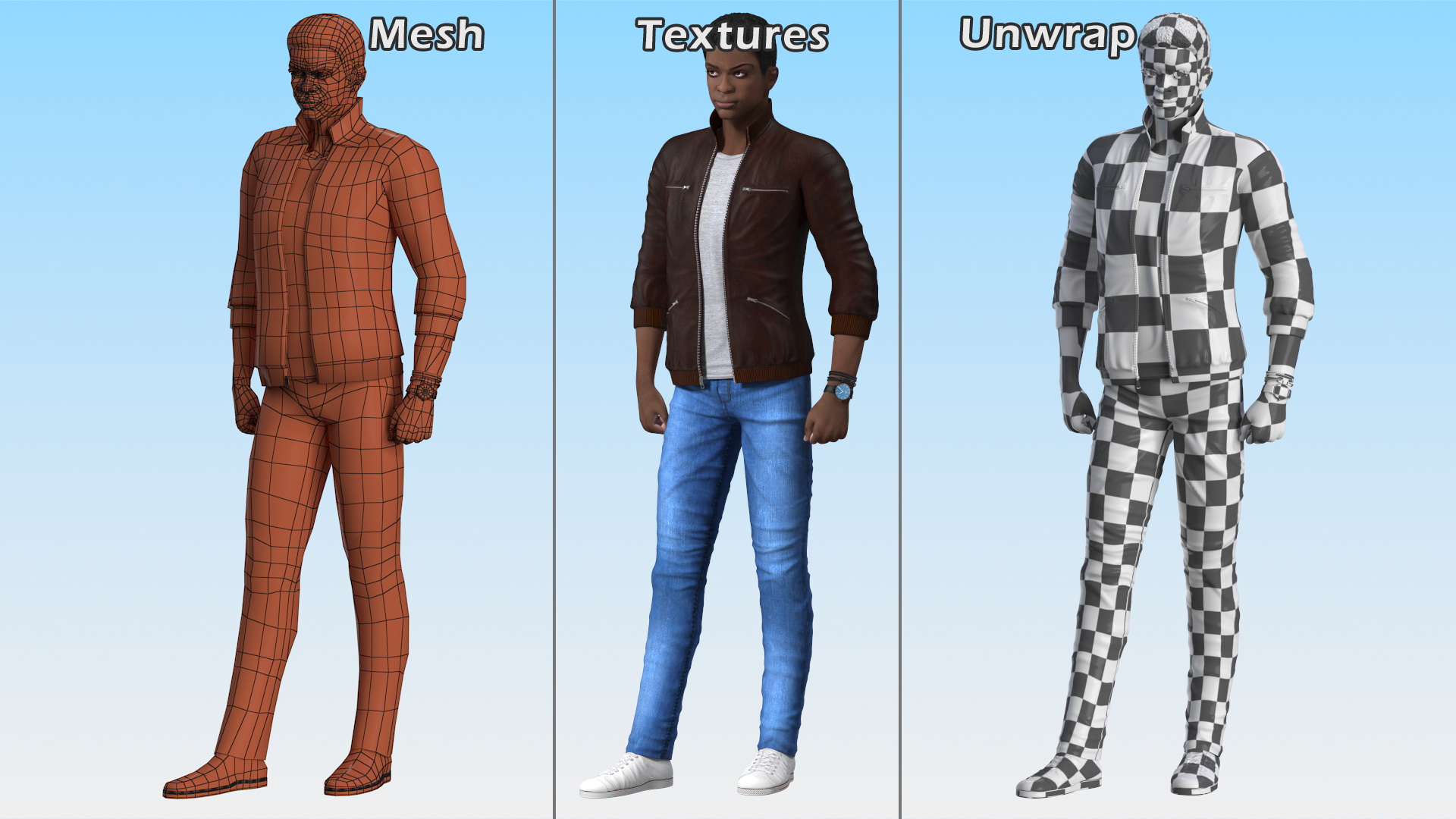 3D Teenager Dark Skin Street Outfit Standing Pose