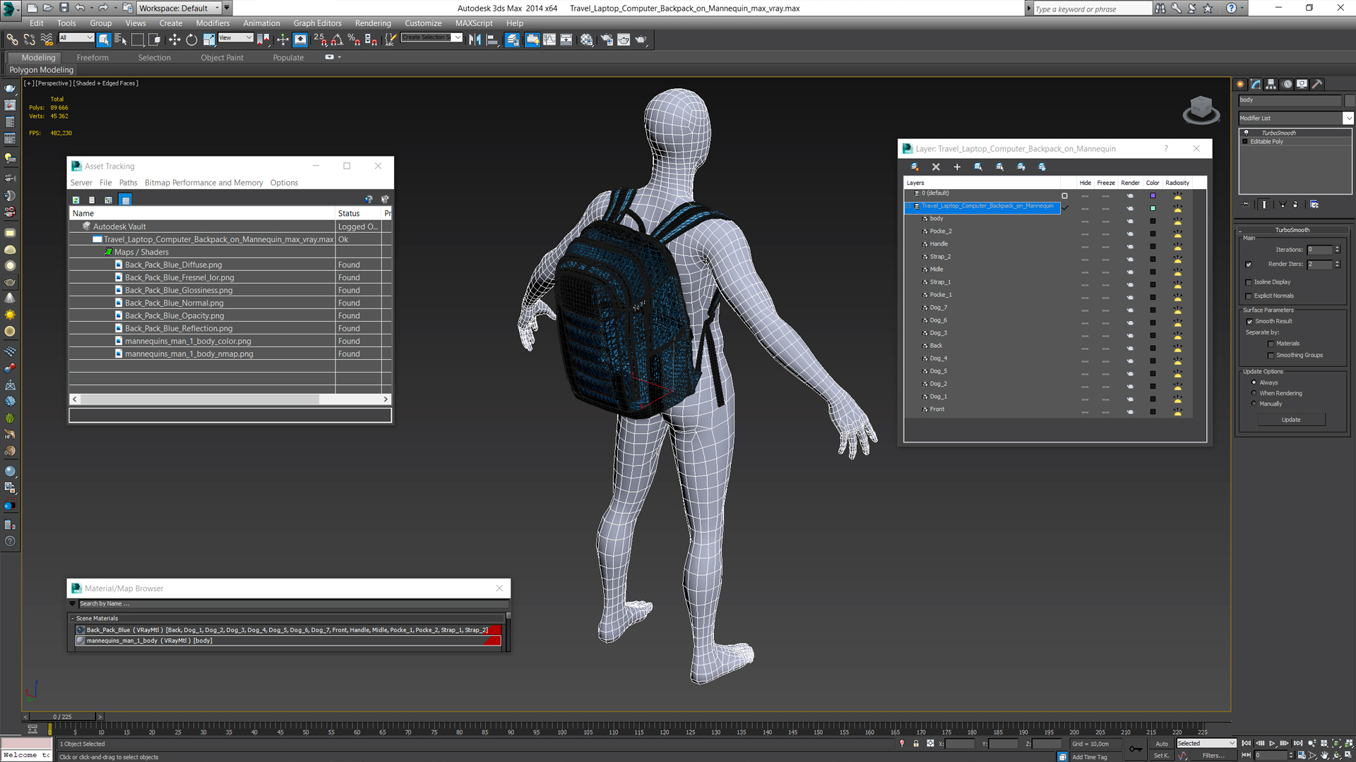 Travel Laptop Computer Backpack on Mannequin 3D model