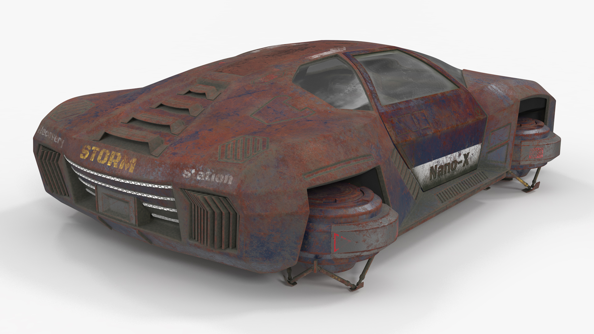 3D Rusty Hover Car Simple Interior