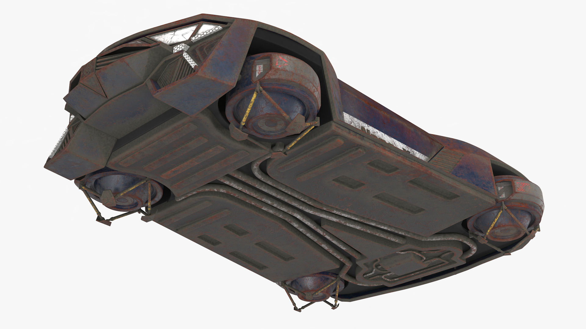 3D Rusty Hover Car Simple Interior