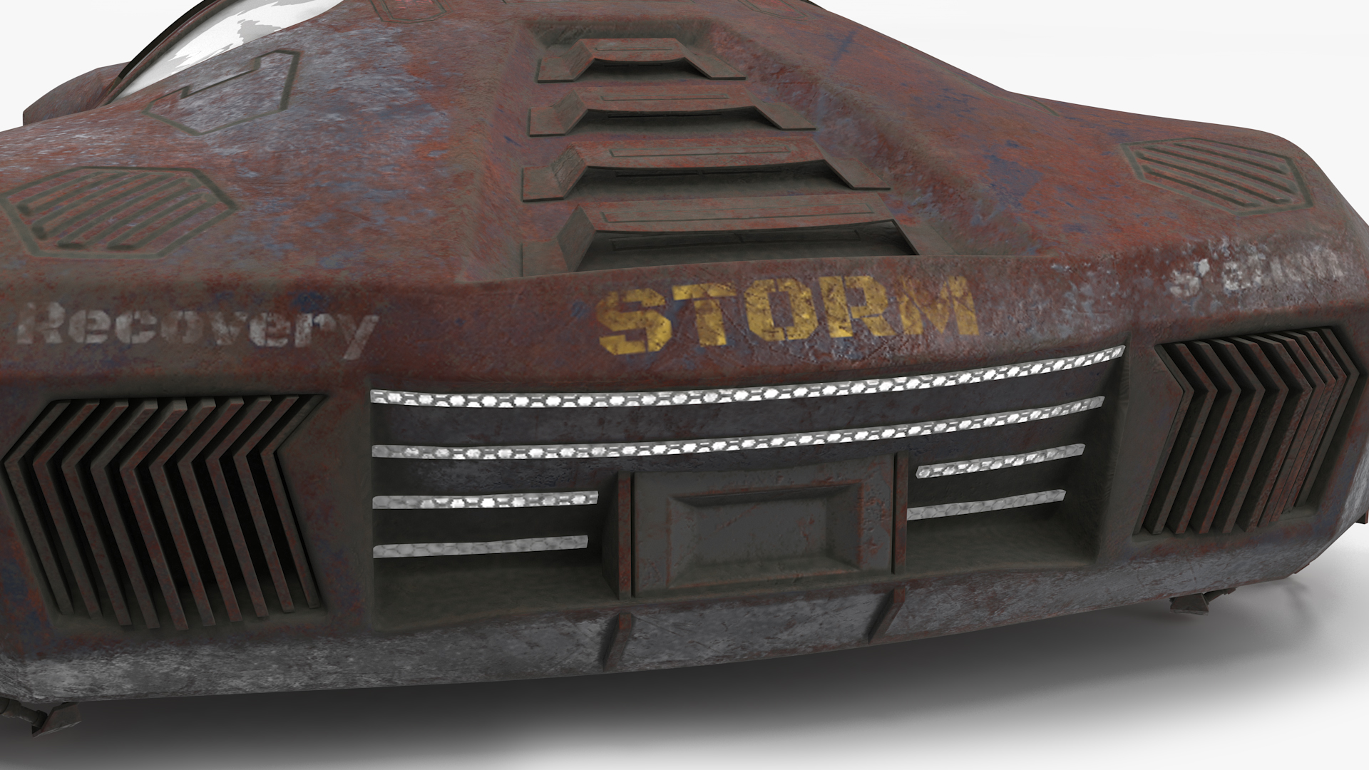 3D Rusty Hover Car Simple Interior