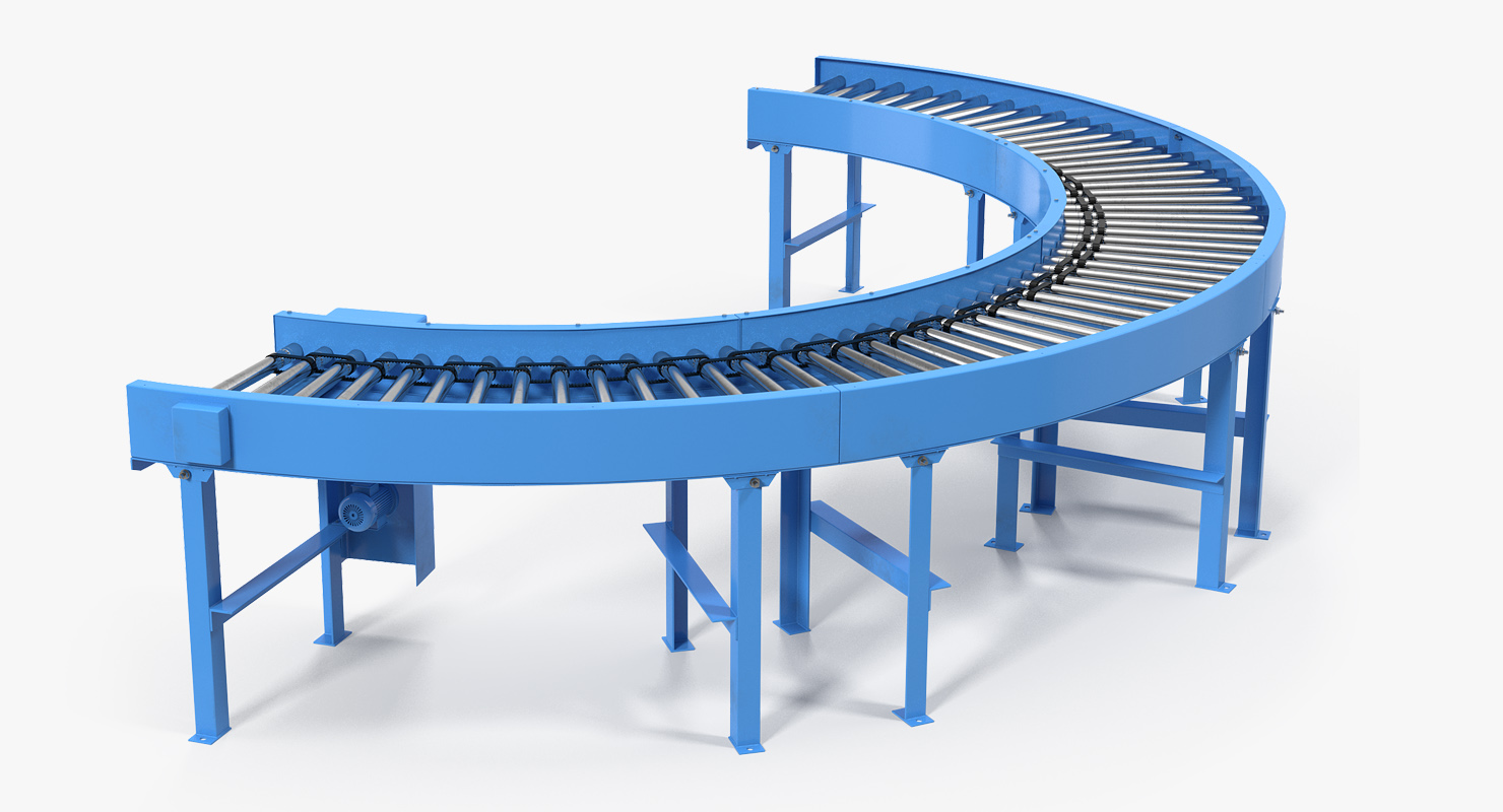 3D Powered Bend Roller Conveyor model