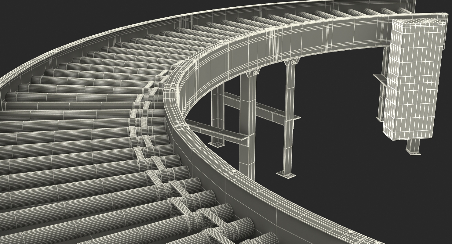 3D Powered Bend Roller Conveyor model