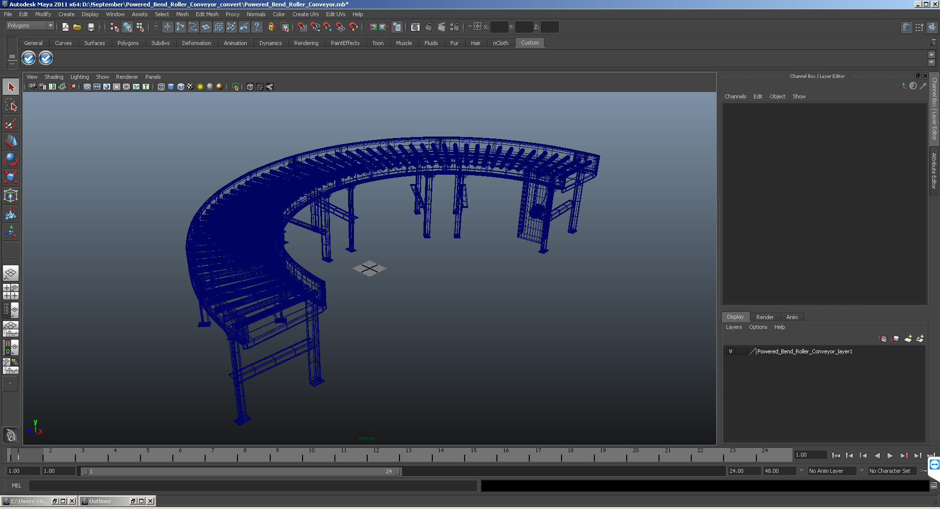 3D Powered Bend Roller Conveyor model