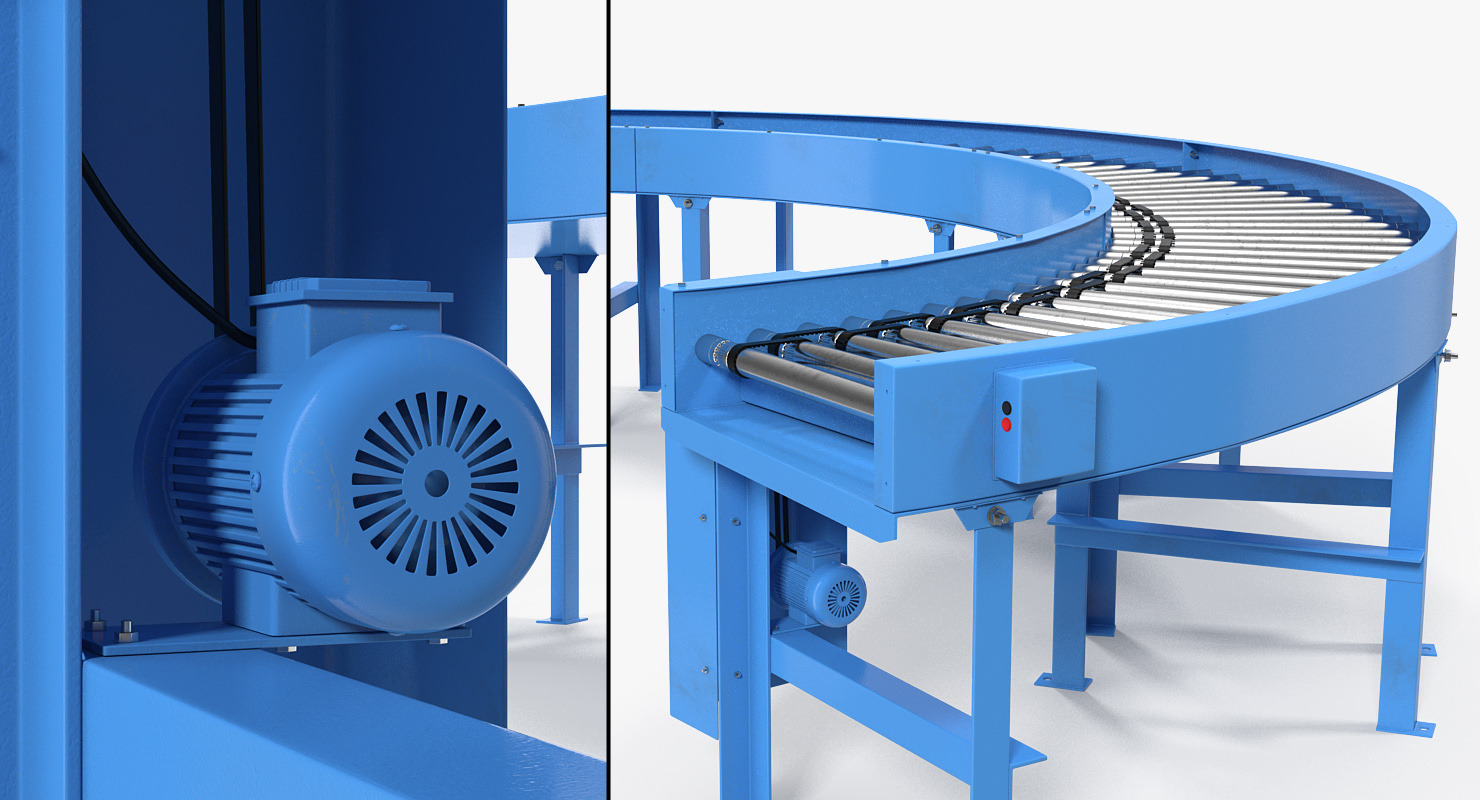 3D Powered Bend Roller Conveyor model