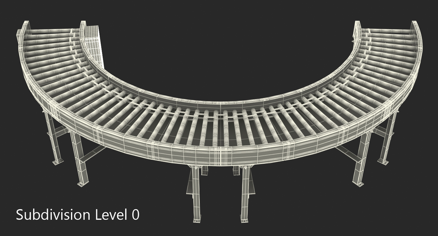 3D Powered Bend Roller Conveyor model