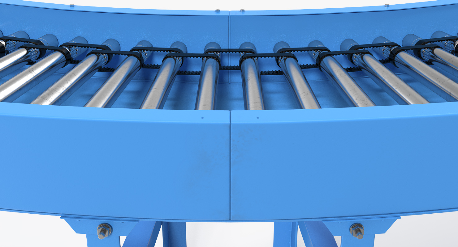 3D Powered Bend Roller Conveyor model