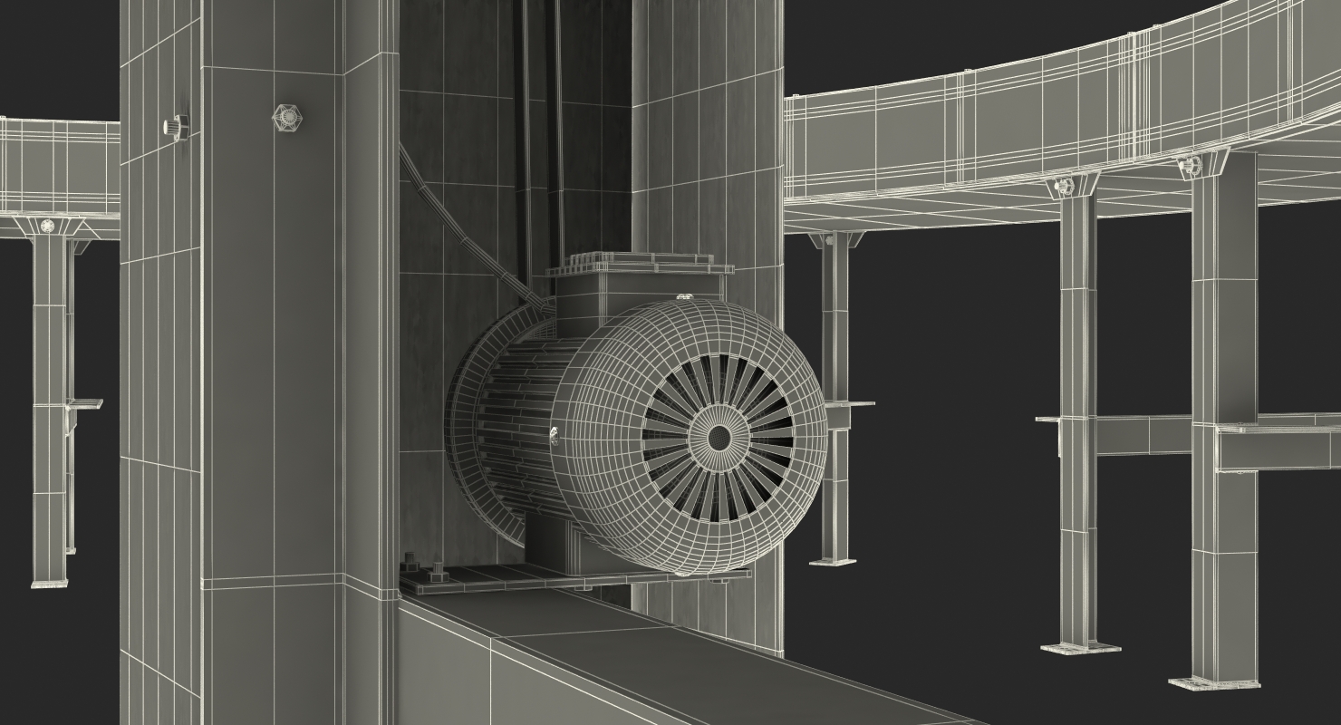 3D Powered Bend Roller Conveyor model