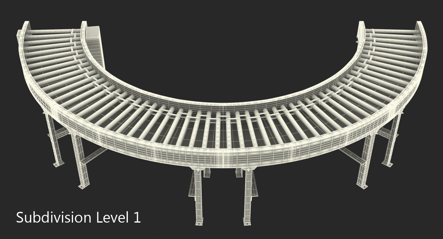 3D Powered Bend Roller Conveyor model