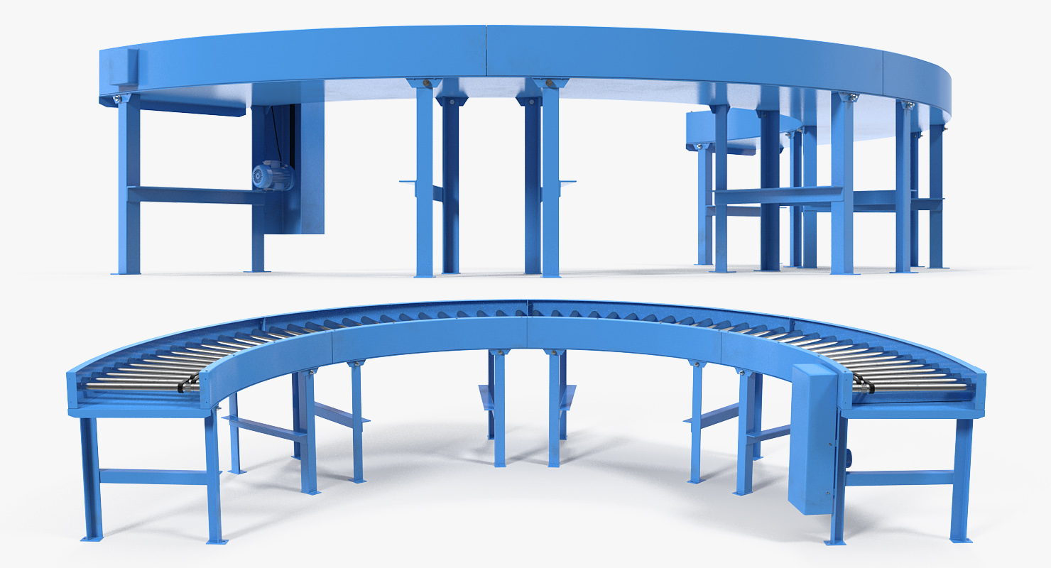 3D Powered Bend Roller Conveyor model