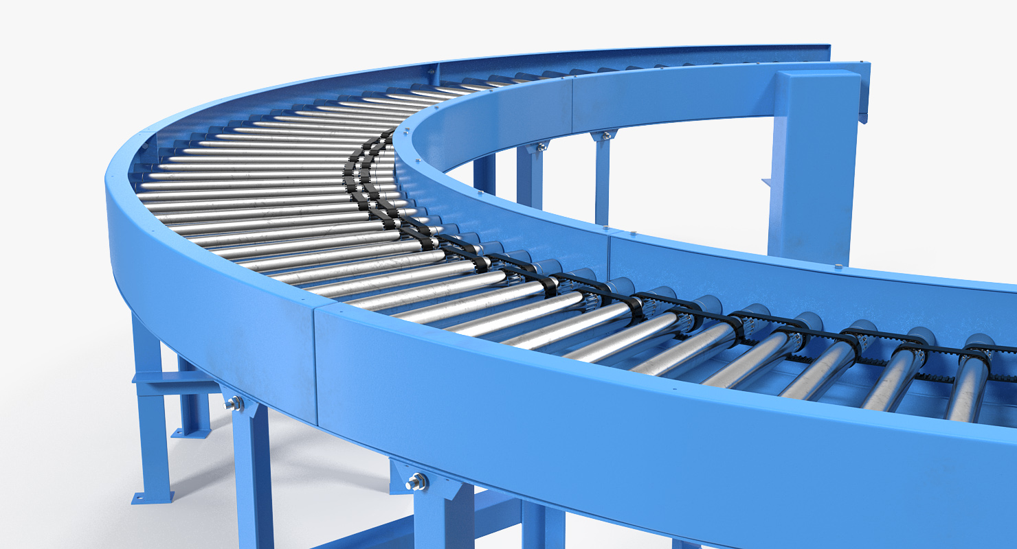 3D Powered Bend Roller Conveyor model