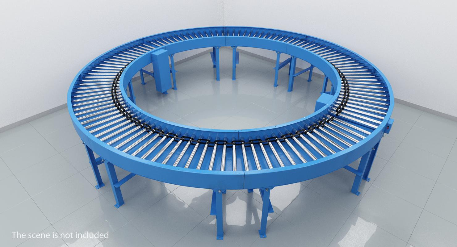 3D Powered Bend Roller Conveyor model