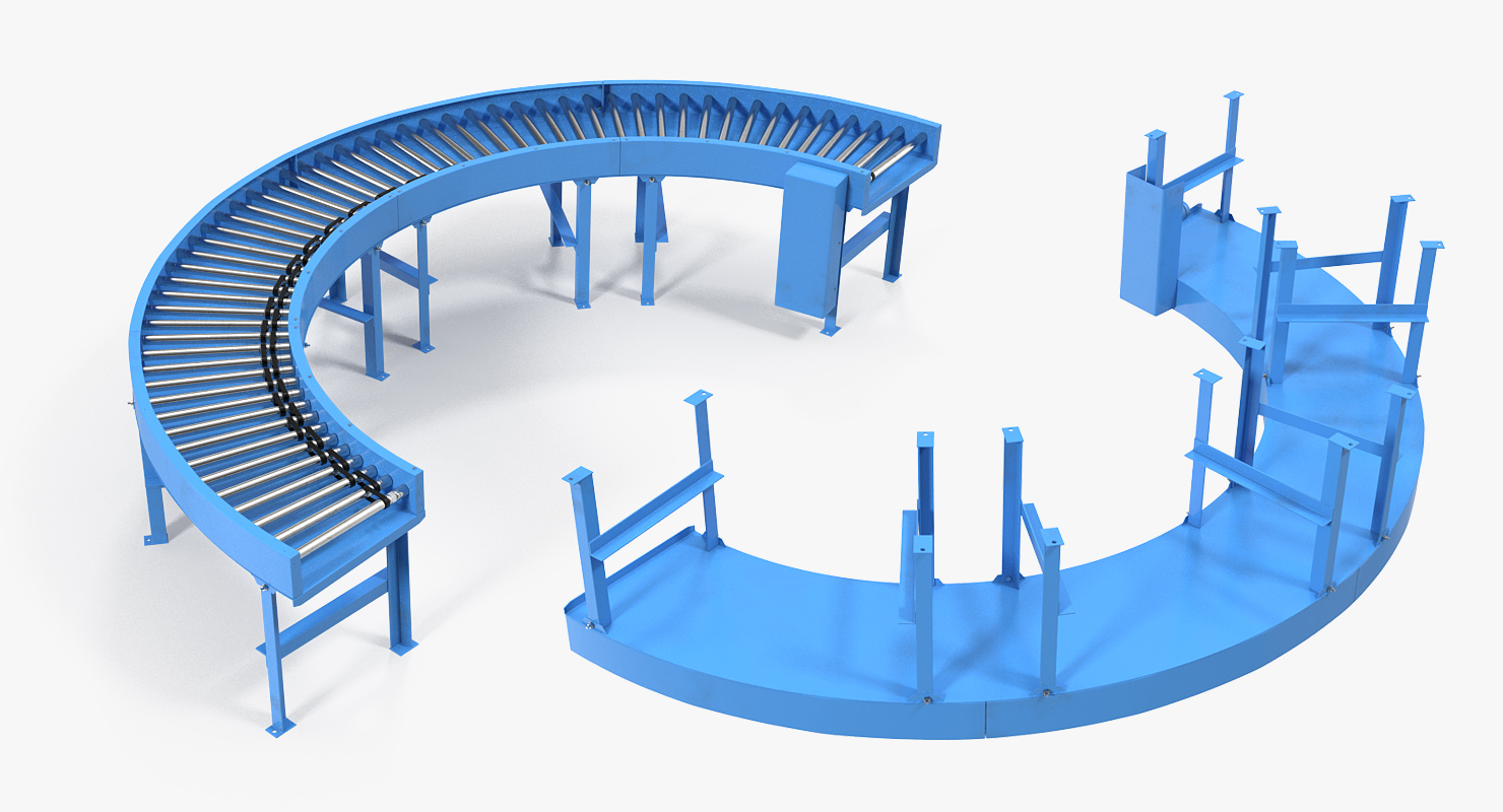 3D Powered Bend Roller Conveyor model