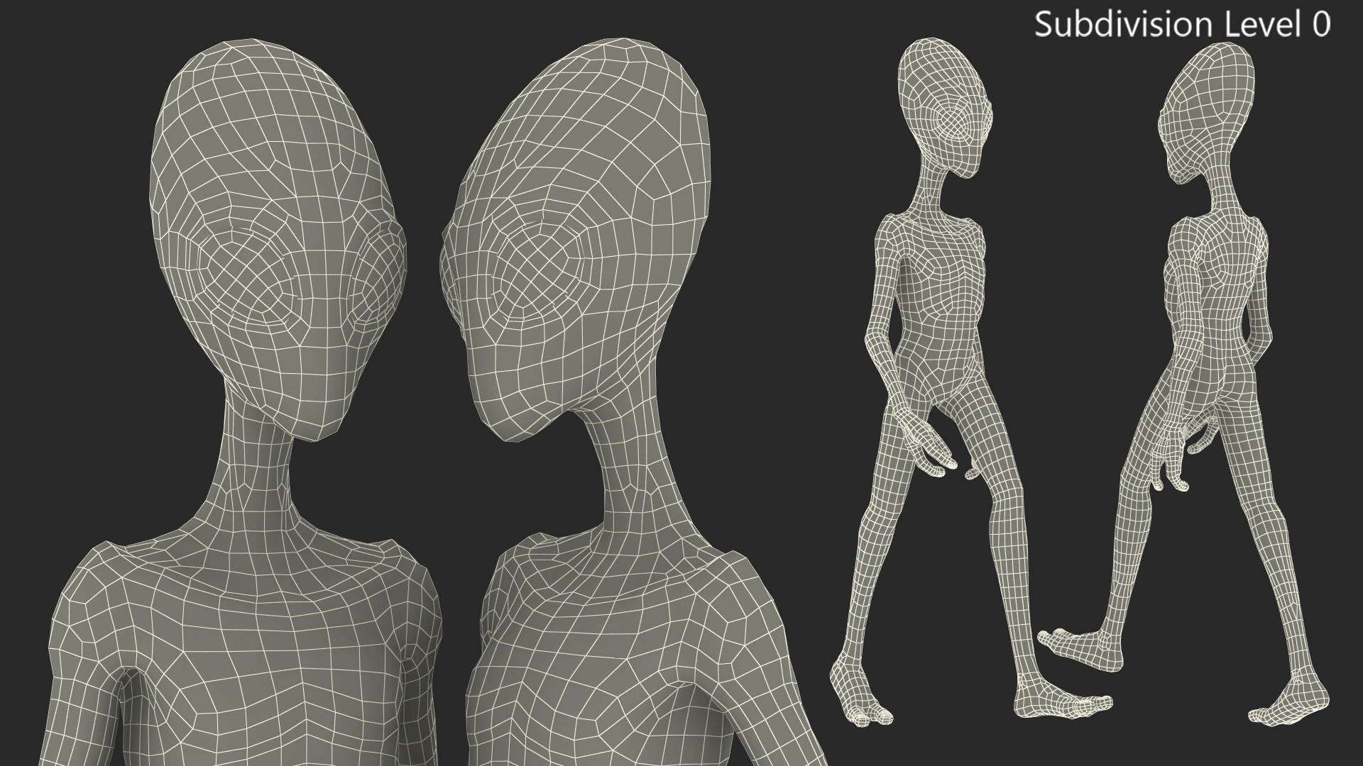 3D model Extraterrestrial Alien Walking Pose