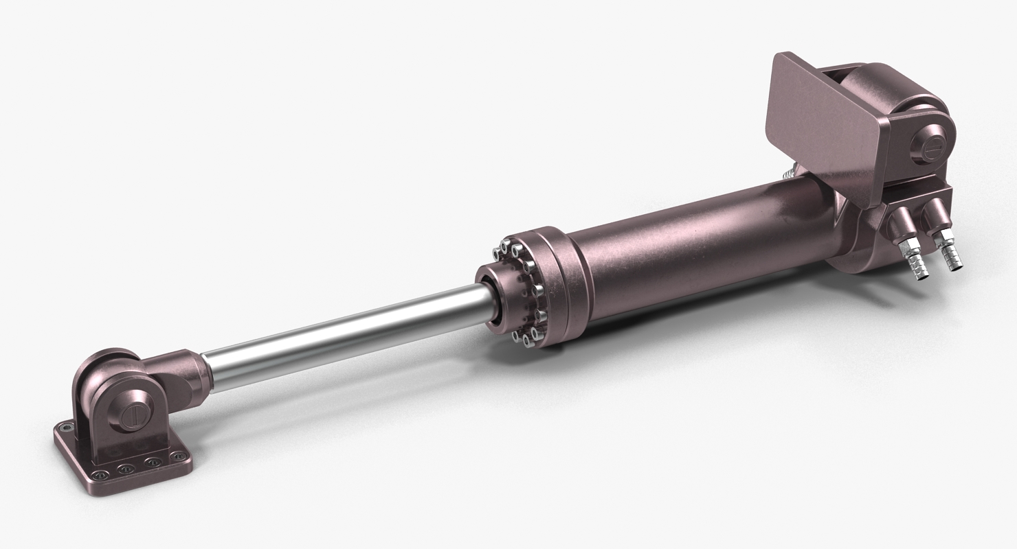 Anodized Hydraulic Cylinder 3D