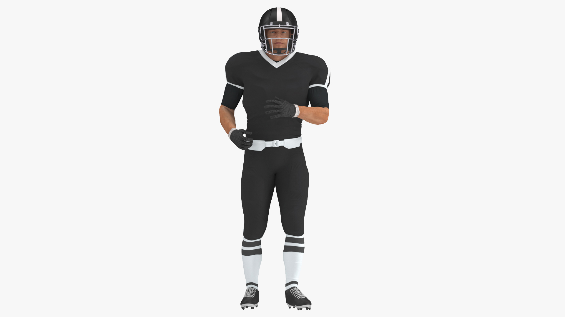 3D model Black Uniform Football Player Rigged for Cinema 4D