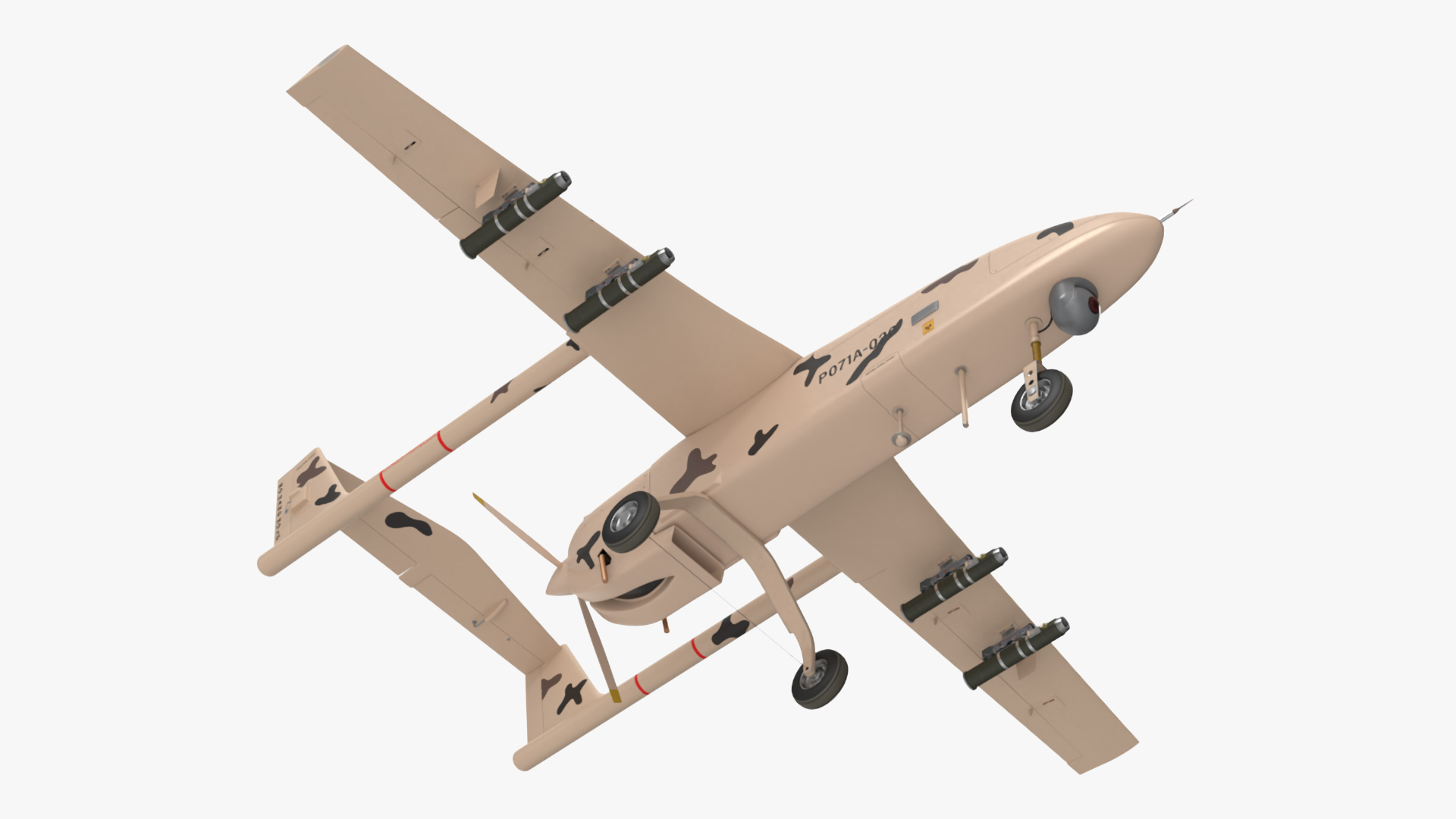 3D Camouflage Iranian Drone Mohajer-6 with Camera