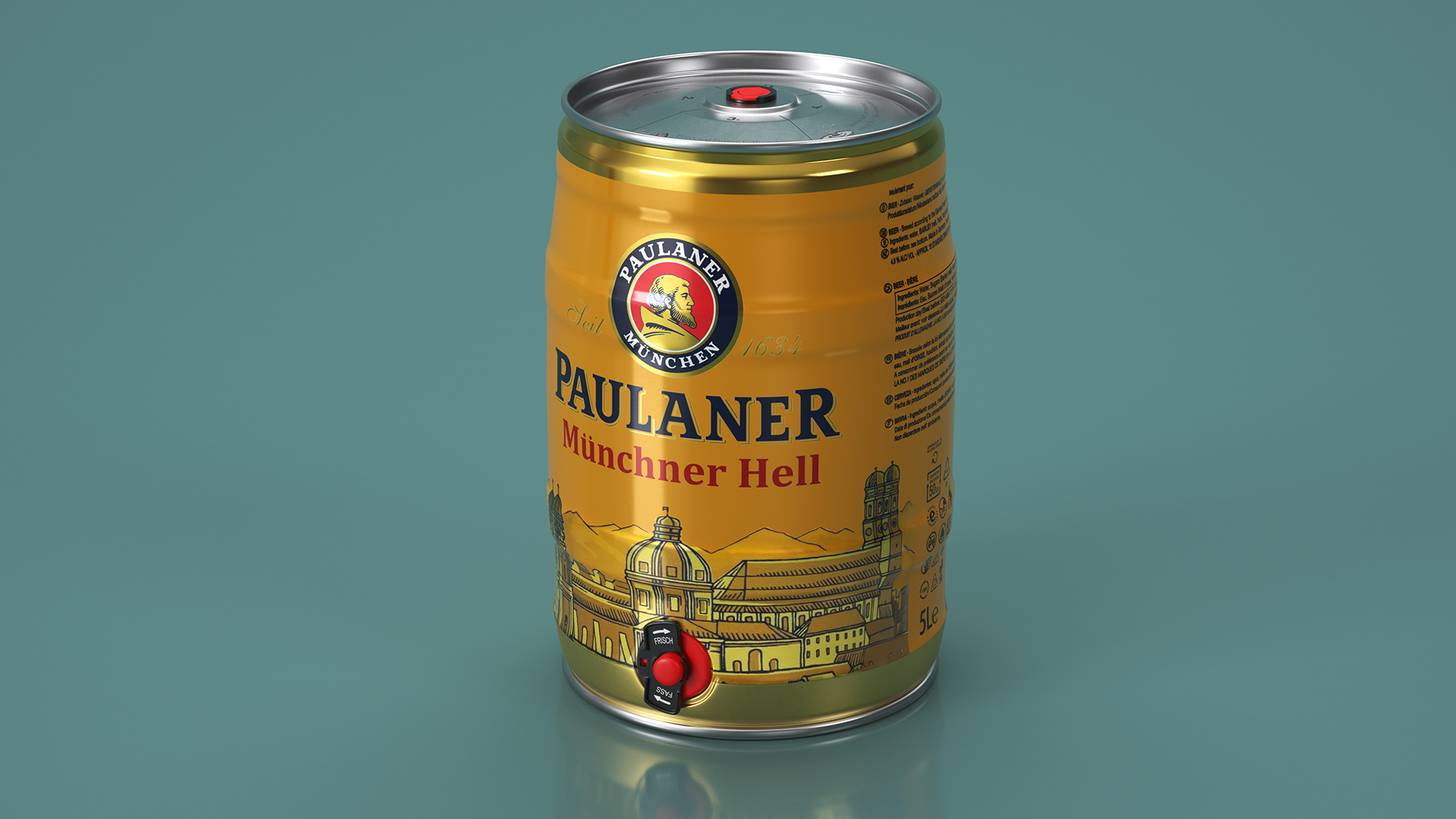 3D Paulaner Beer 5 Liter Barrel model