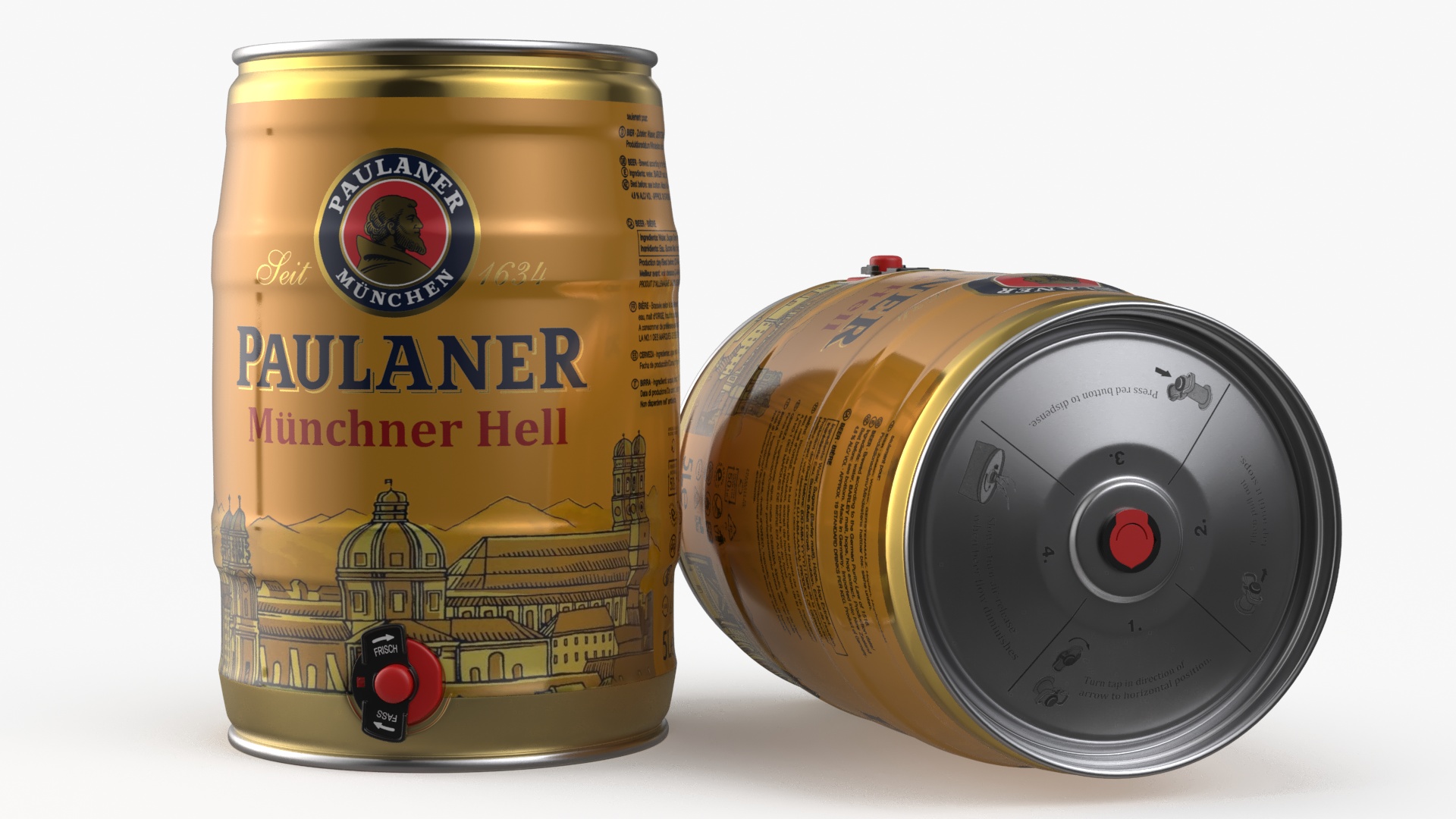 3D Paulaner Beer 5 Liter Barrel model