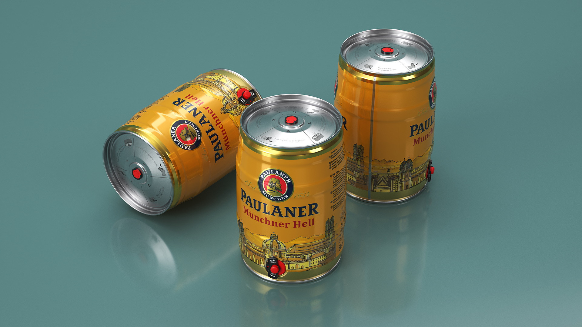 3D Paulaner Beer 5 Liter Barrel model