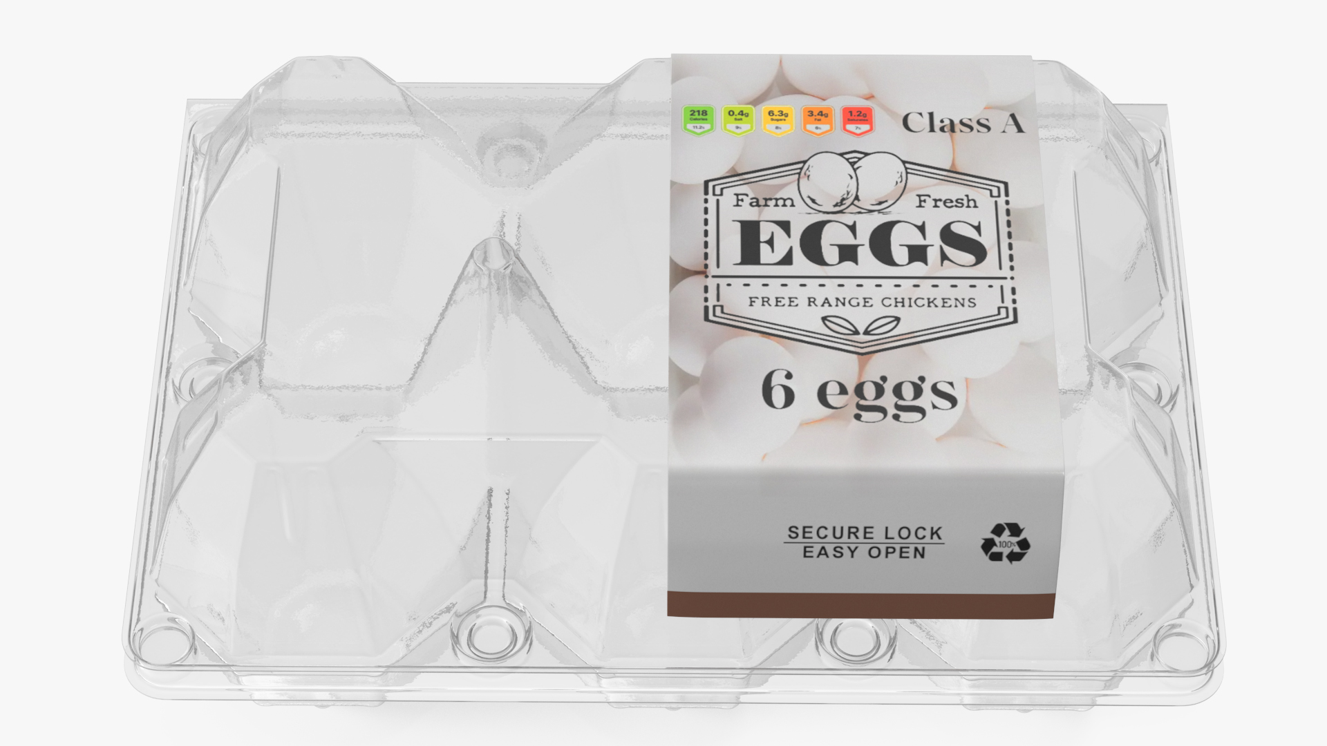 Empty Plastic Packaging for Six Chicken Eggs 3D model