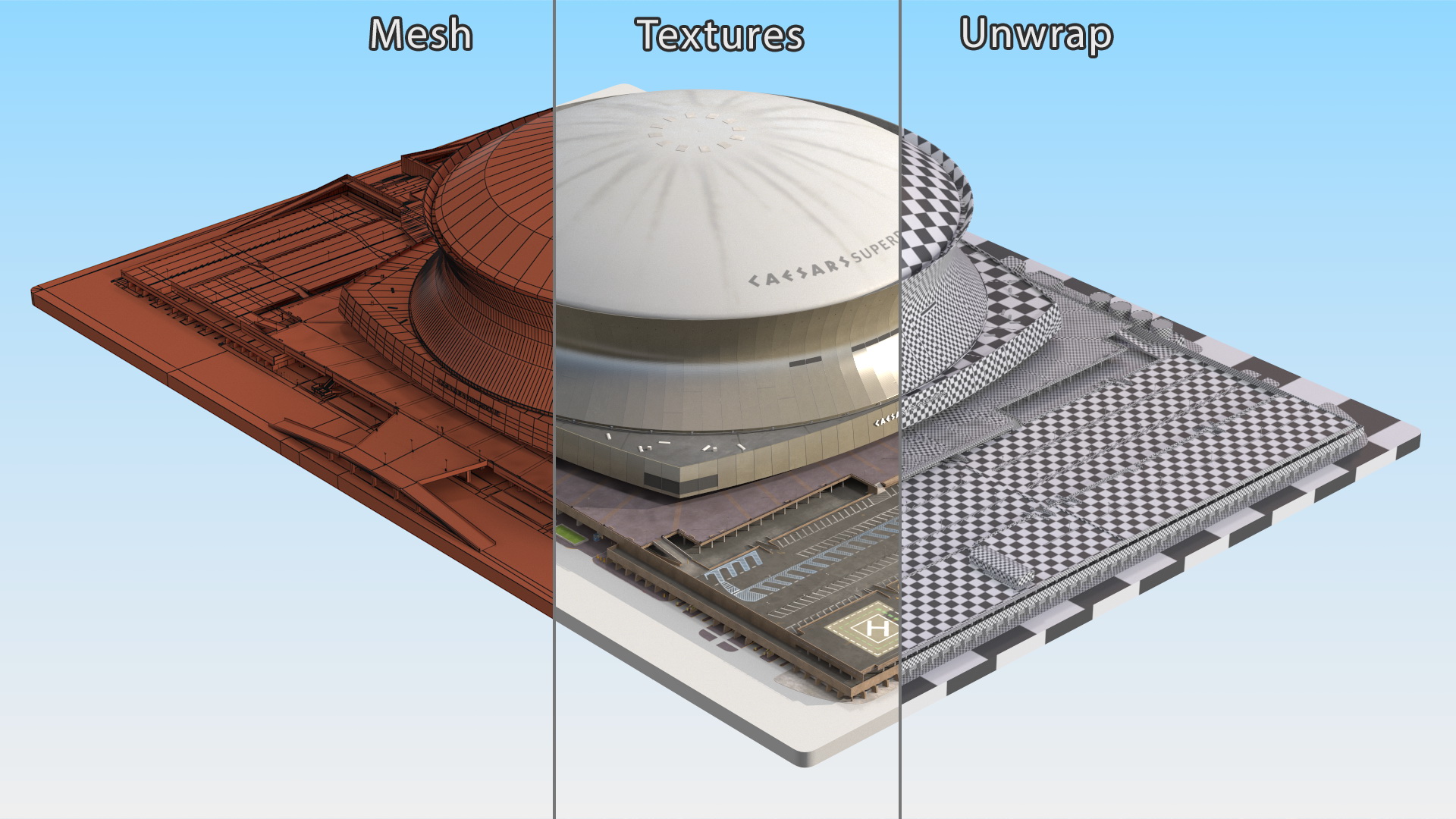 3D model Caesars Superdome Stadium