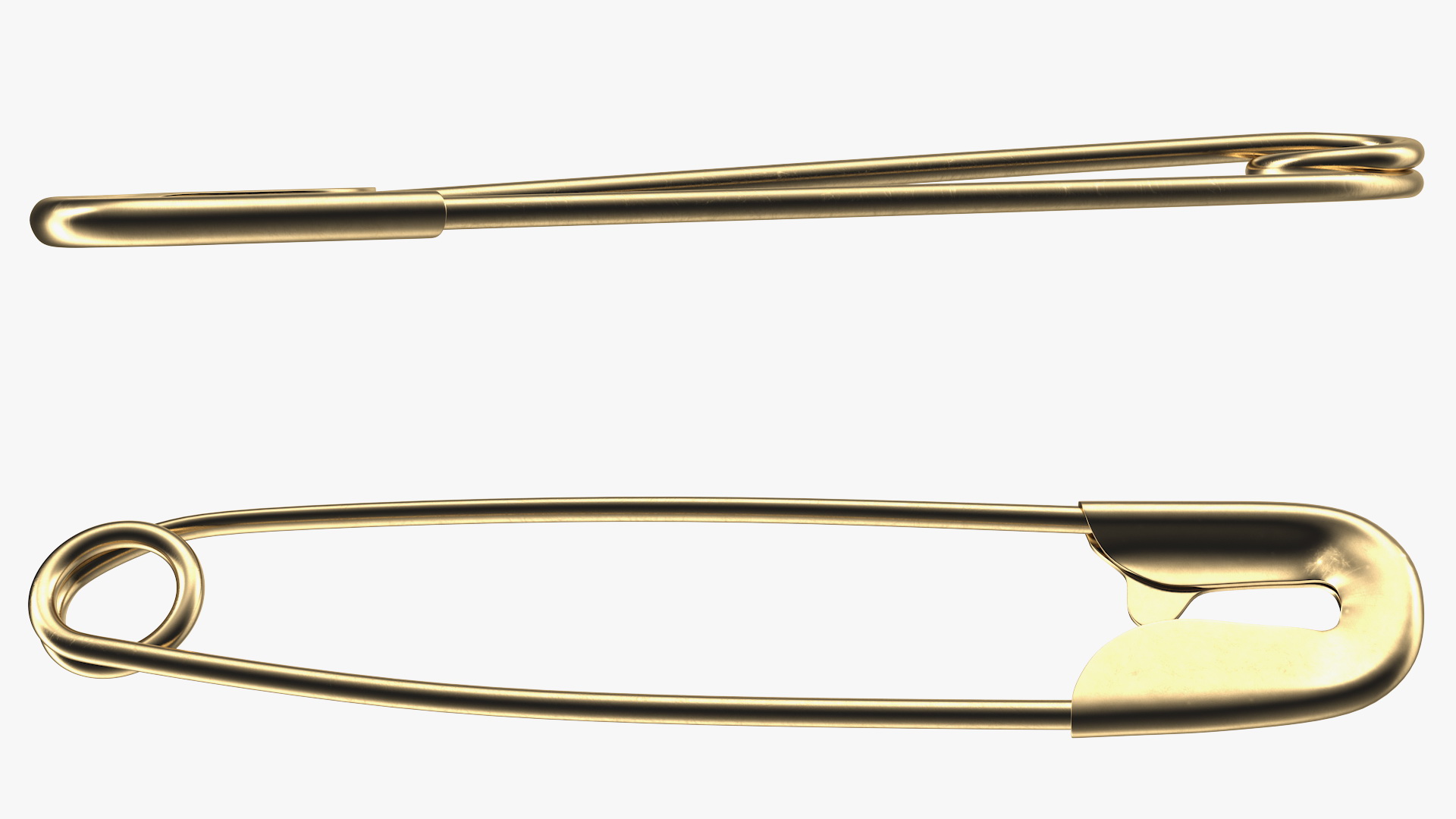 Golden Safety Pin Closed 3D model