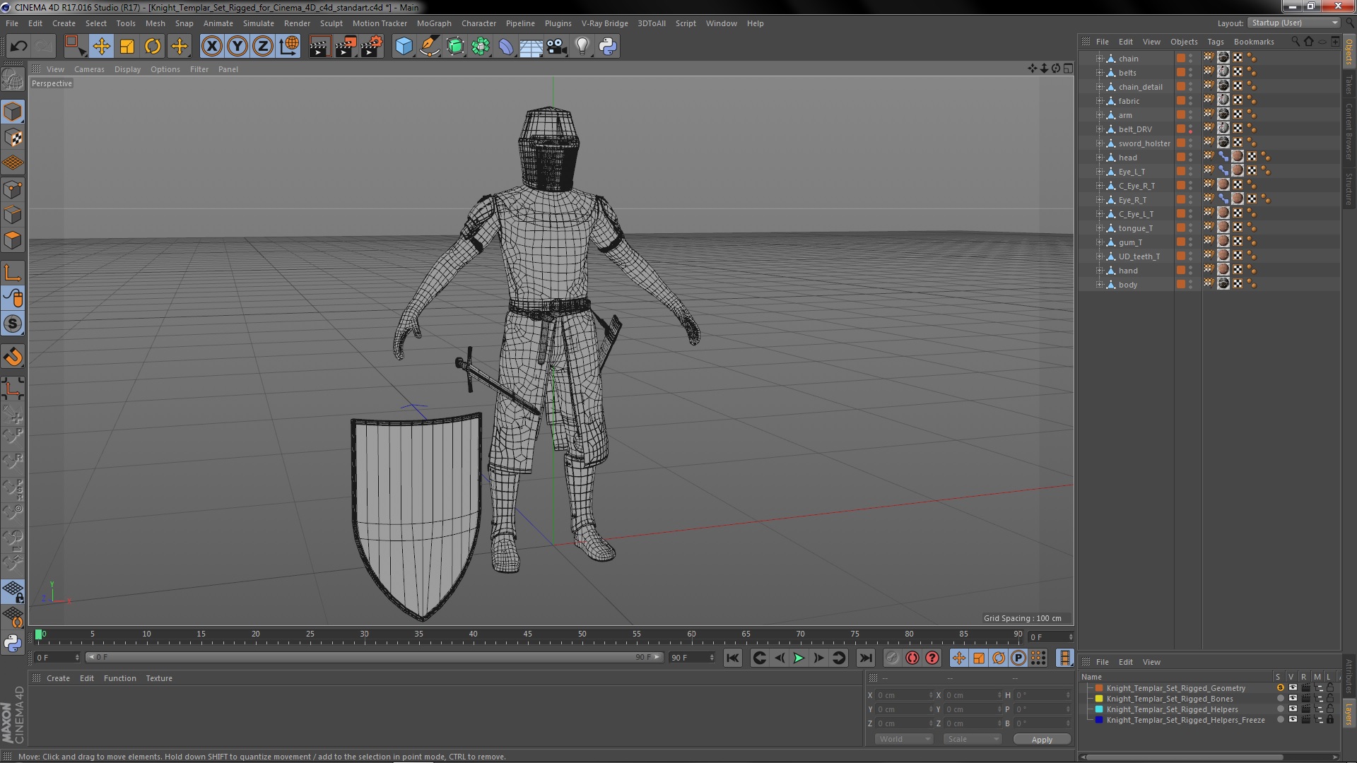 Knight Templar Set Rigged for Cinema 4D 3D model