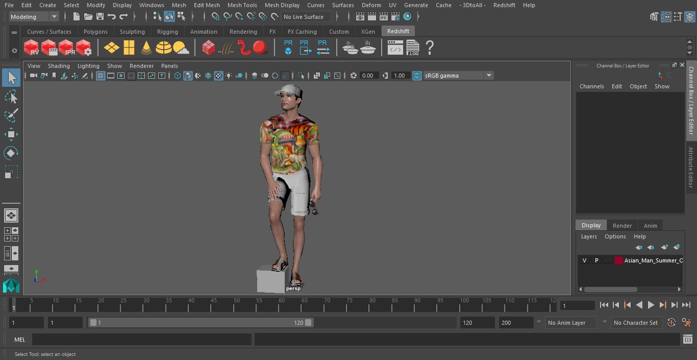 3D Asian Man Summer Outfits Standing Pose model