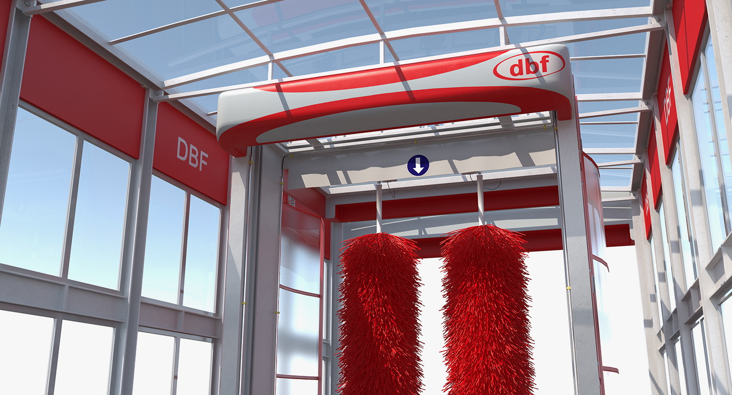 Automatic Car Wash System Rigged 3D