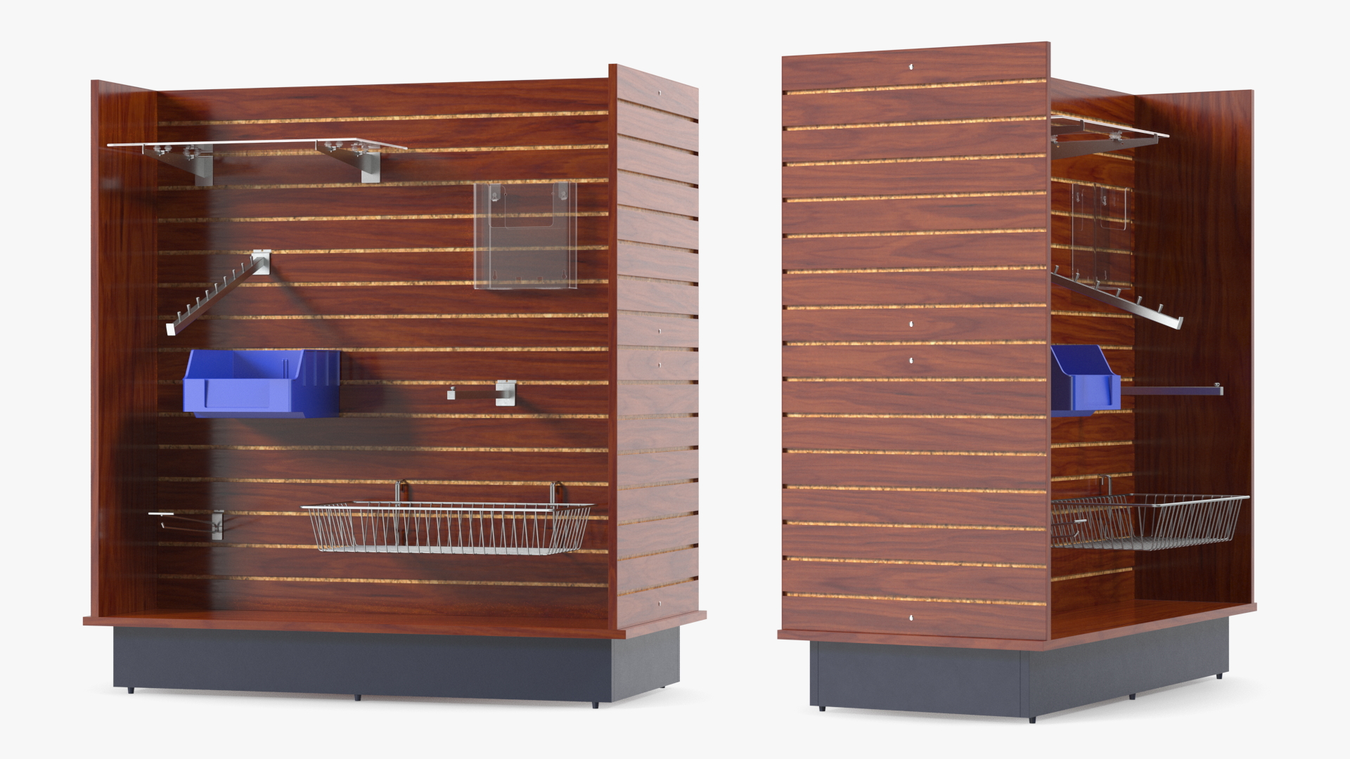 3D Slatwall Display with Accessories Dark Wood model