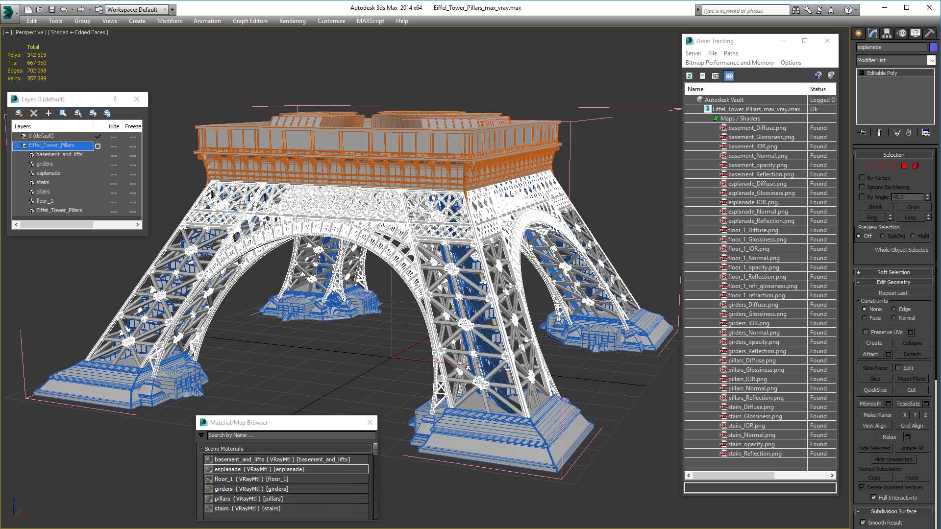 3D model Eiffel Tower Pillars