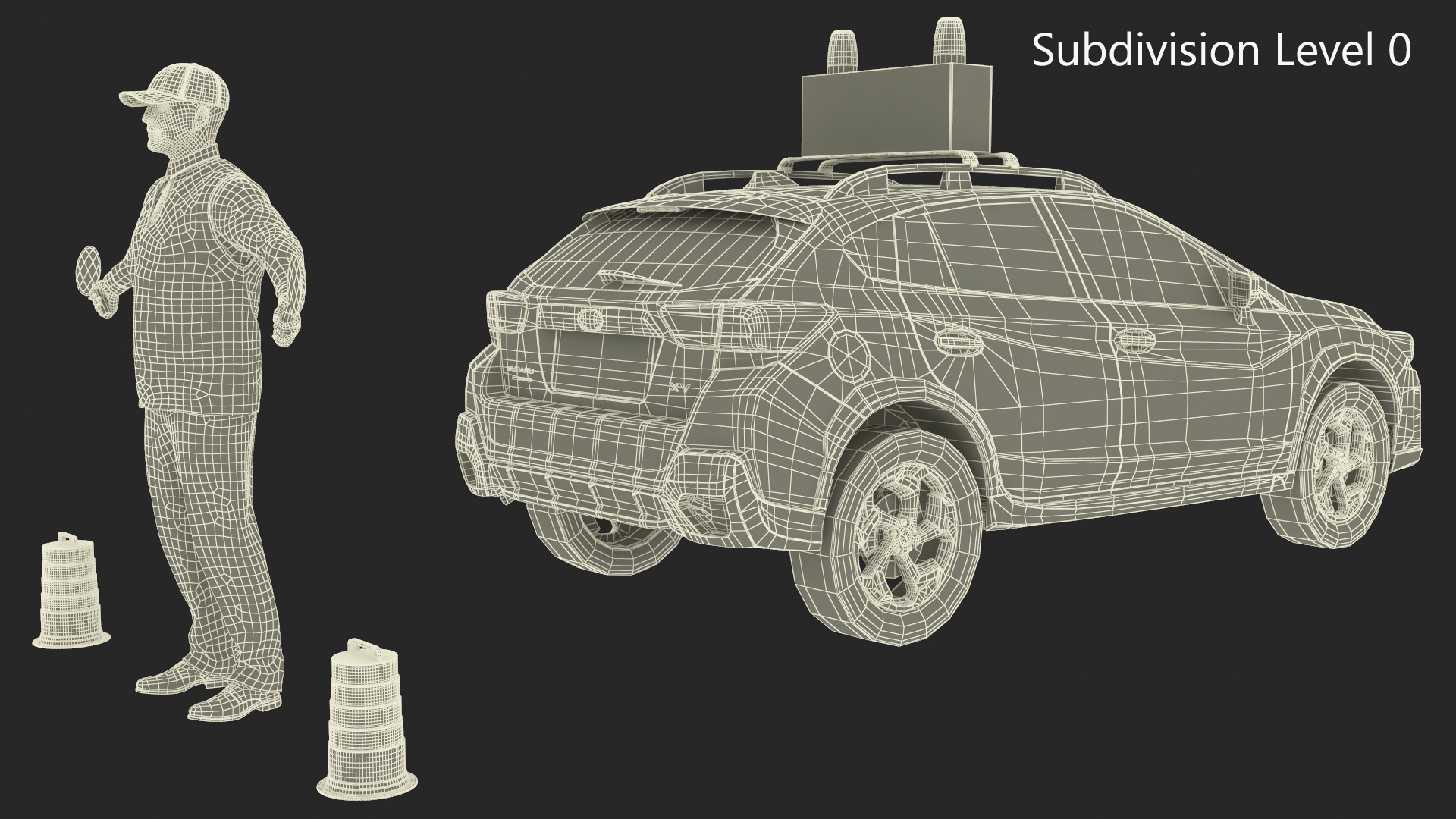 Subaru Follow Me Car with Ground Crew 3D