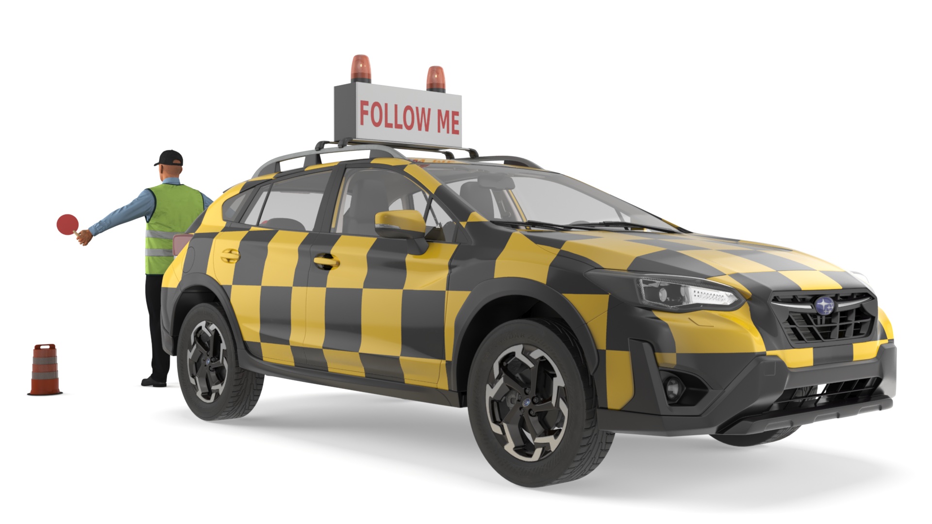 Subaru Follow Me Car with Ground Crew 3D