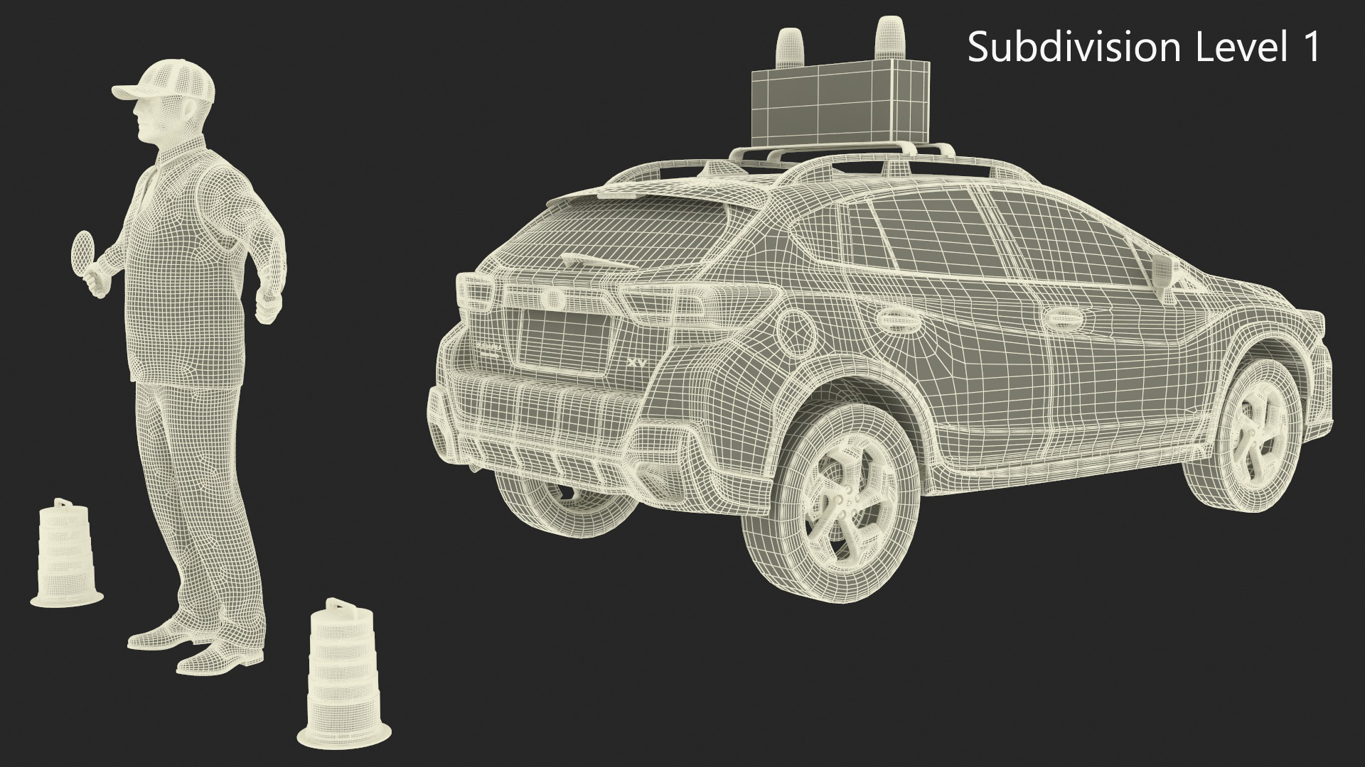 Subaru Follow Me Car with Ground Crew 3D