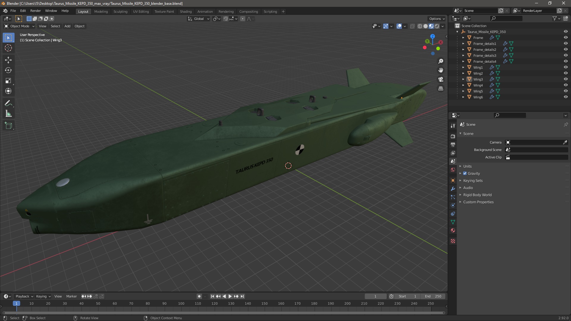 3D Taurus missile KEPD 350 model