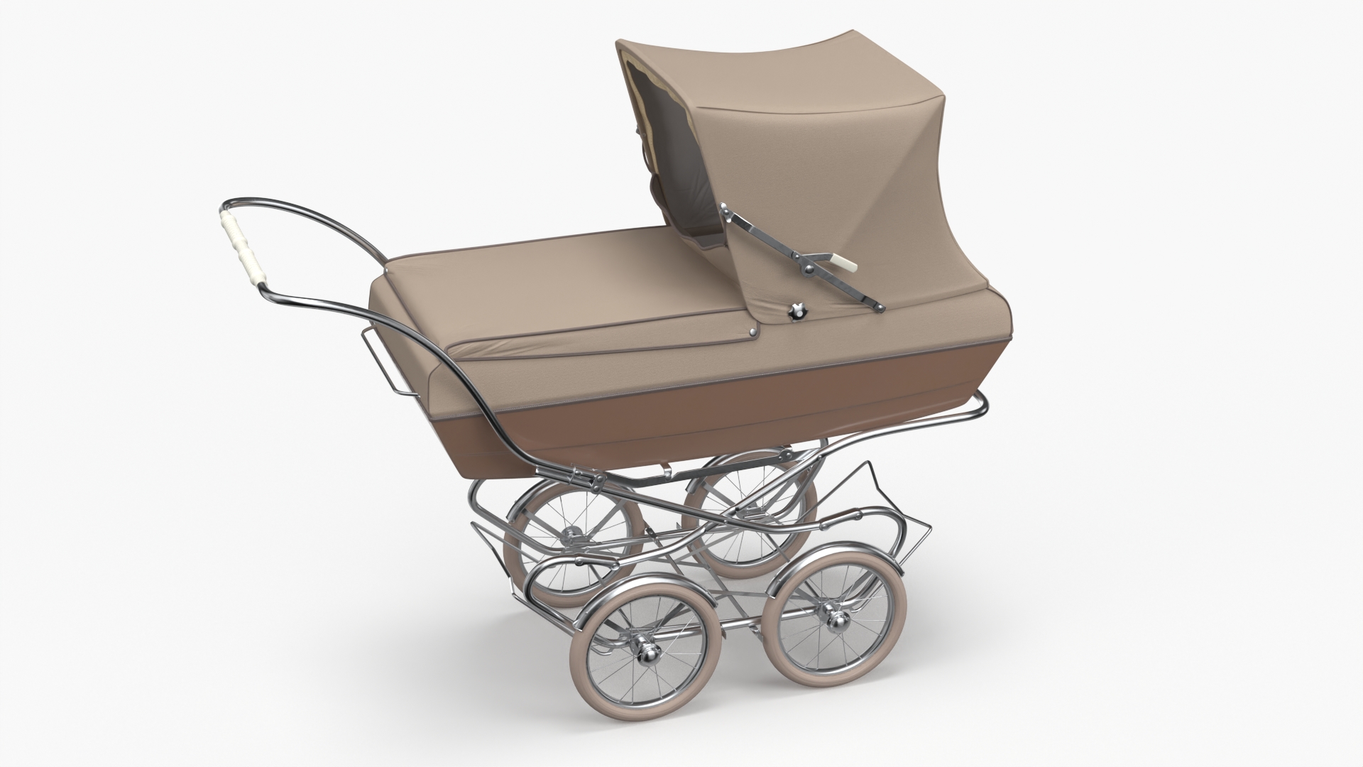 3D Antique Baby Sleeping Carriage Unfolded Canopy