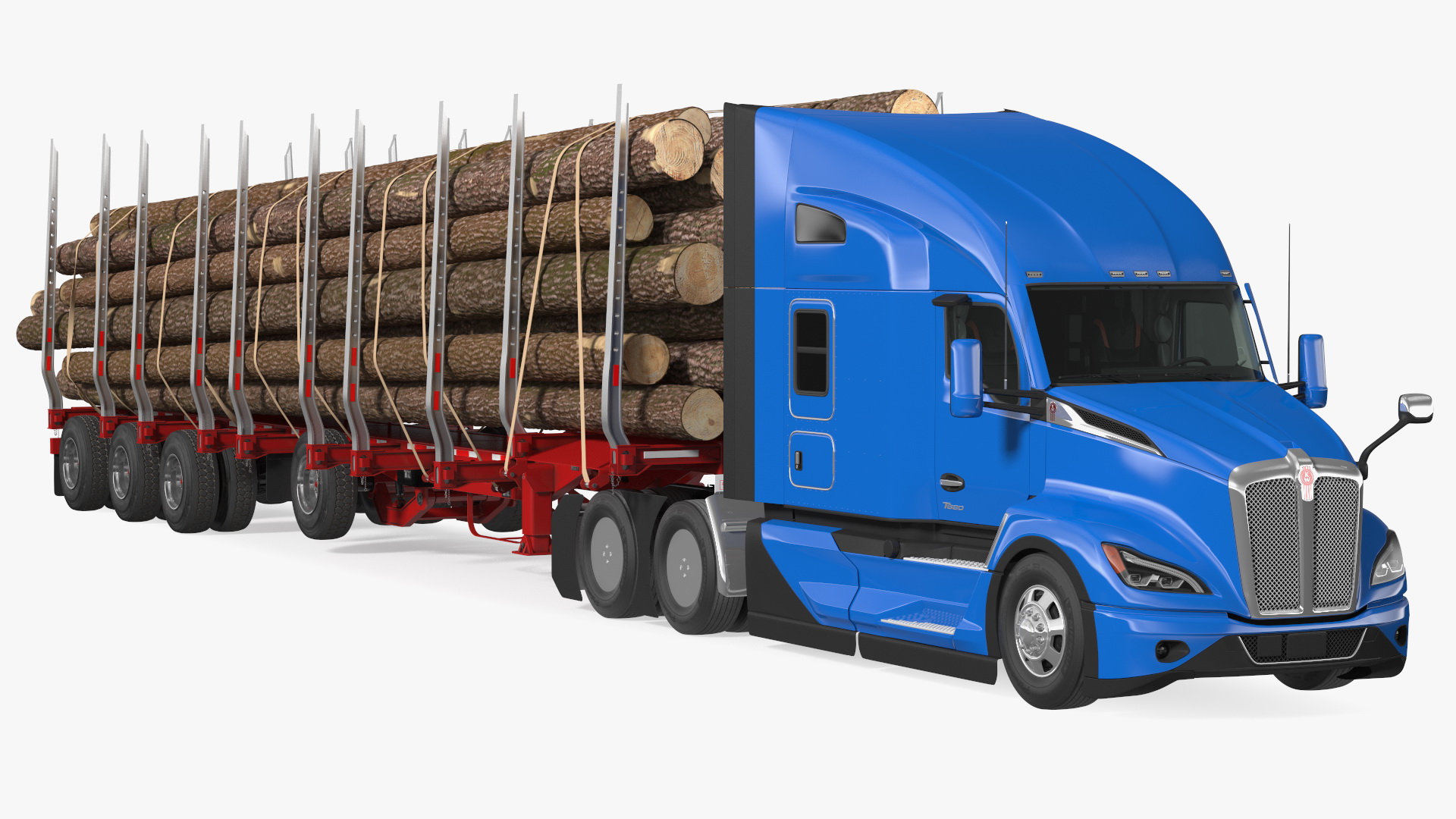 3D Truck With Logging Trailer