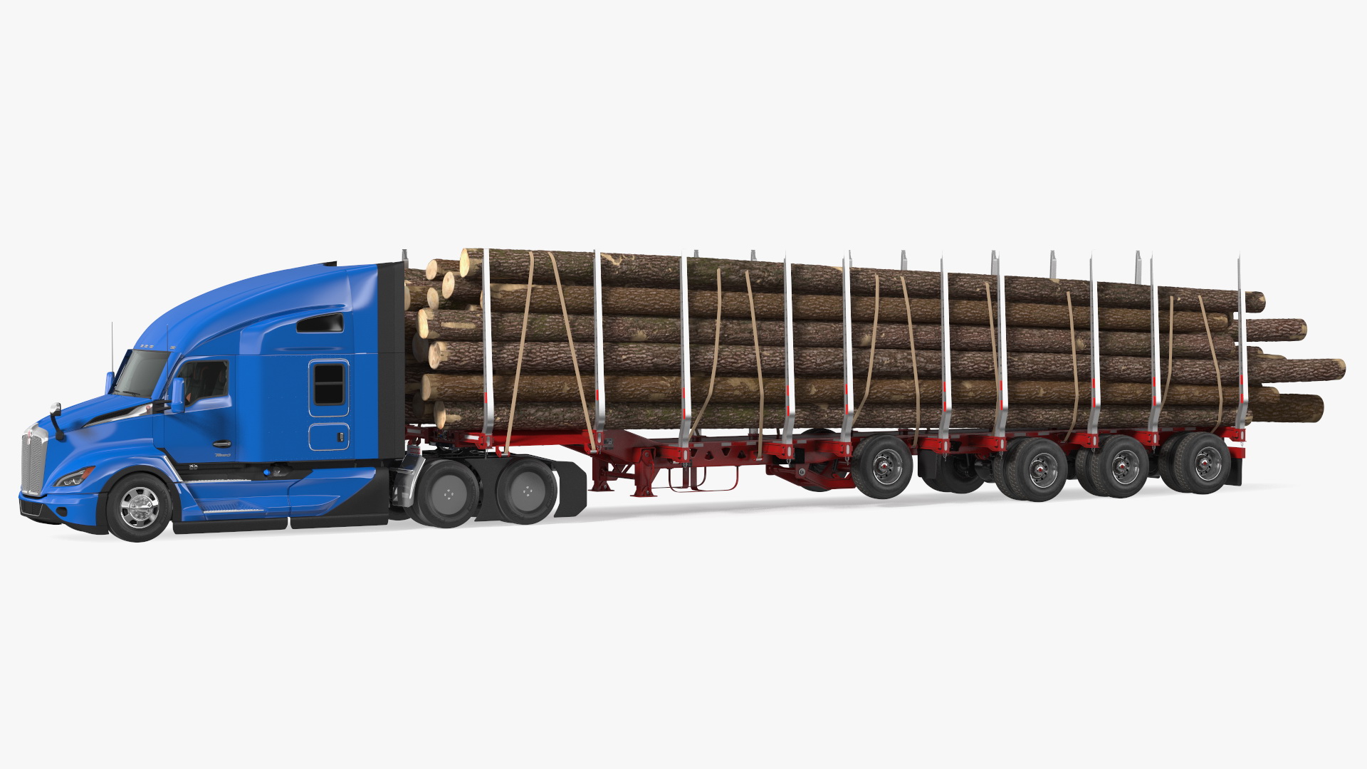 3D Truck With Logging Trailer