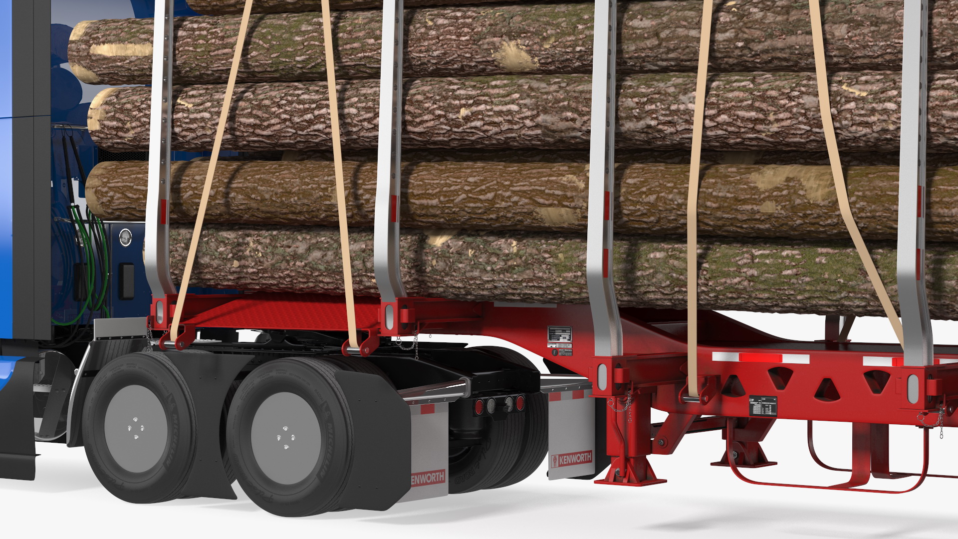 3D Truck With Logging Trailer