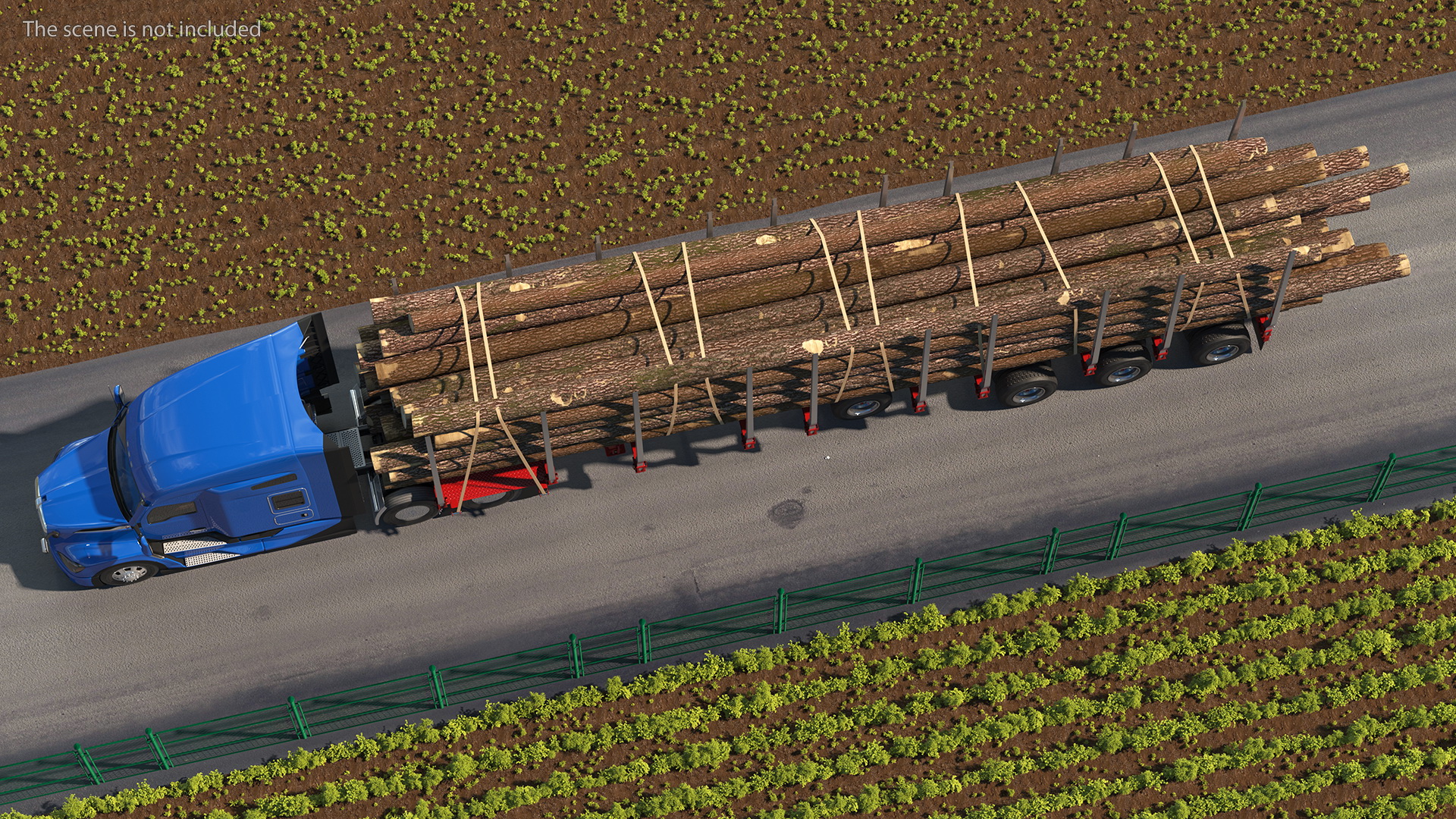 3D Truck With Logging Trailer