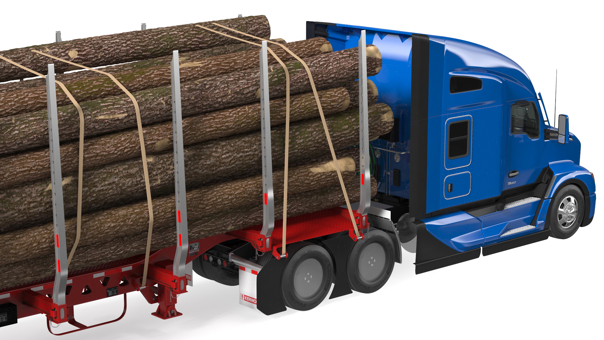 3D Truck With Logging Trailer