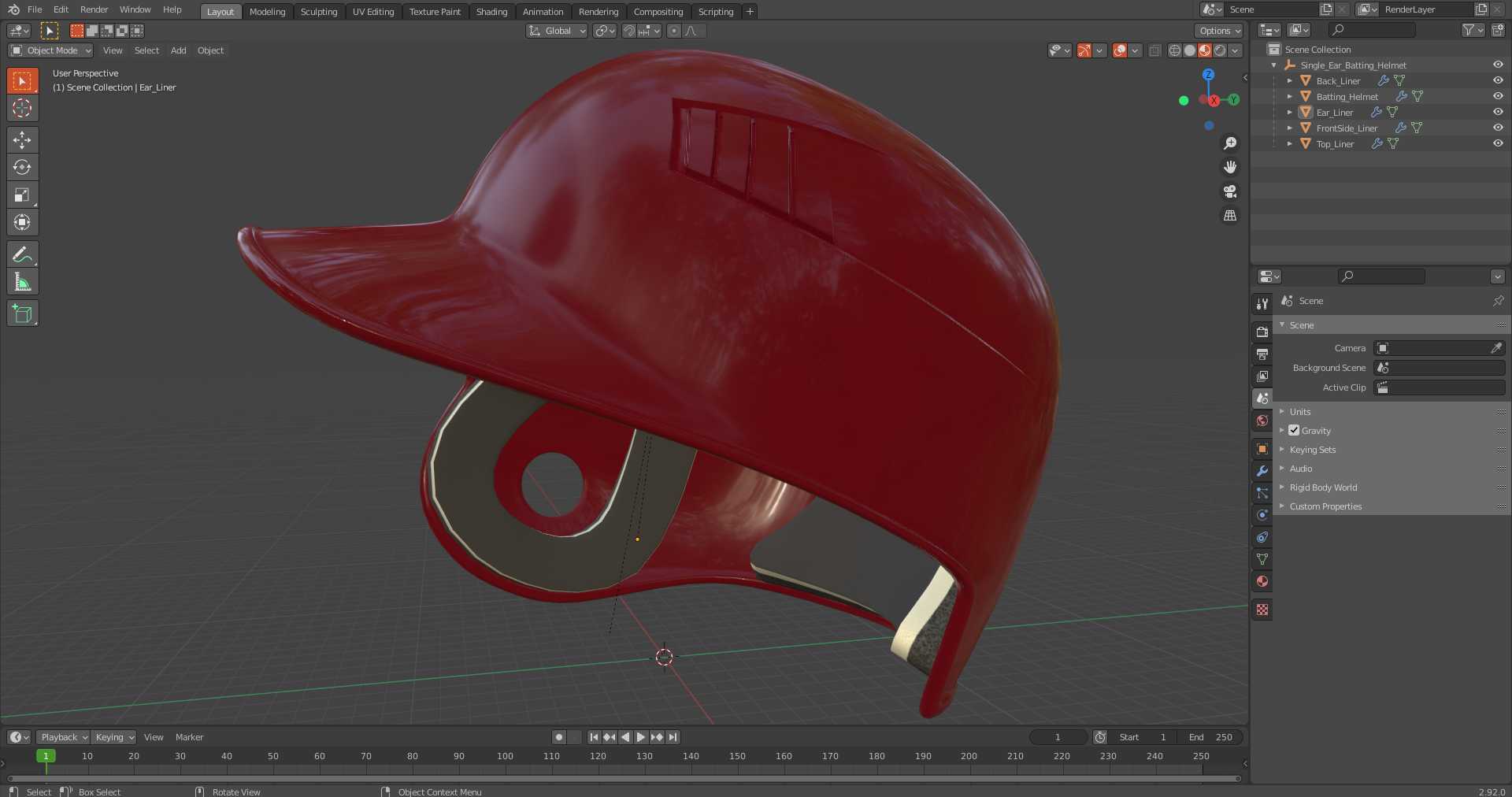 3D model Single Ear Batting Helmet