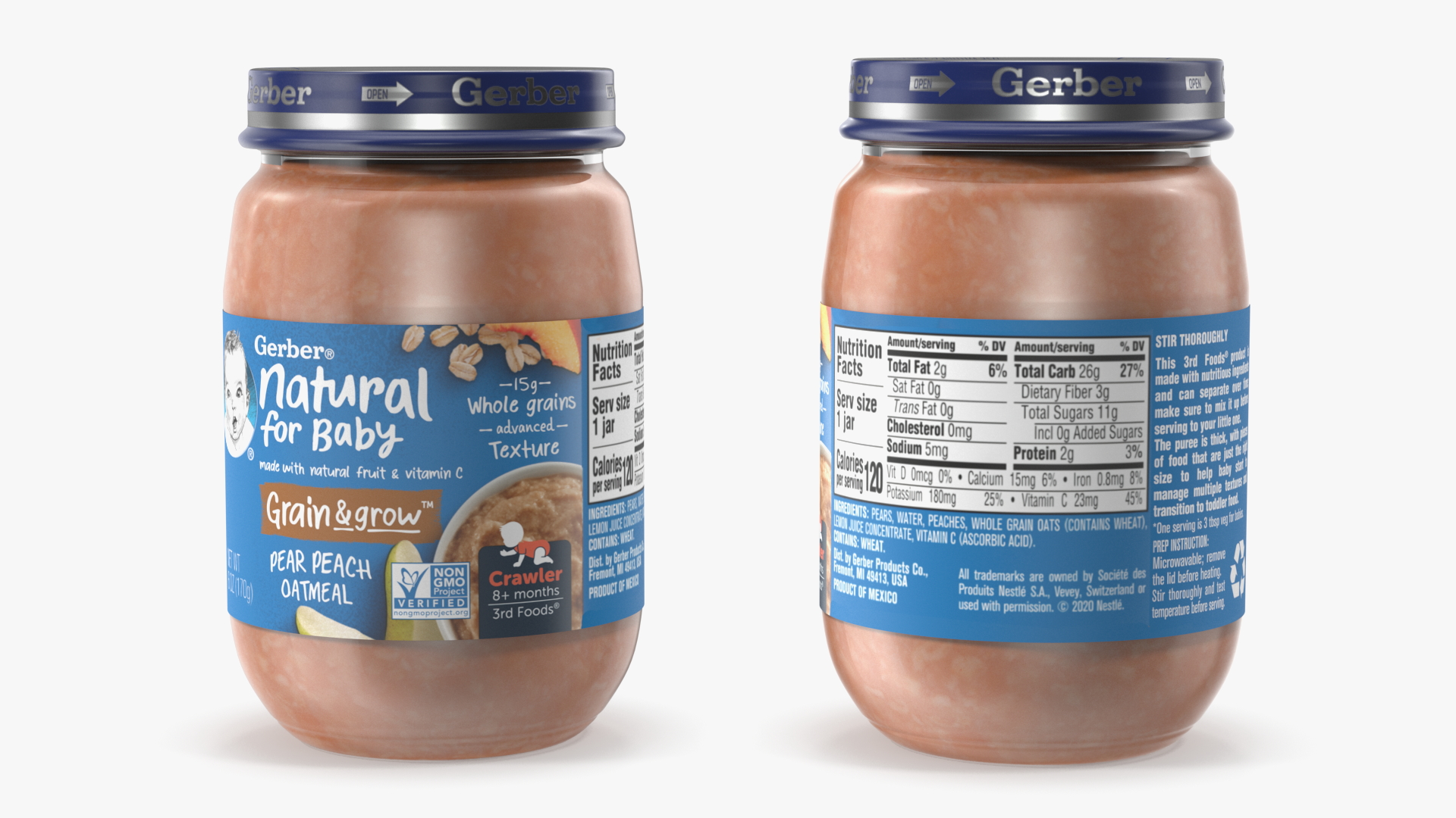 3D Organic Gerber Baby Food Jar Pear 170g model