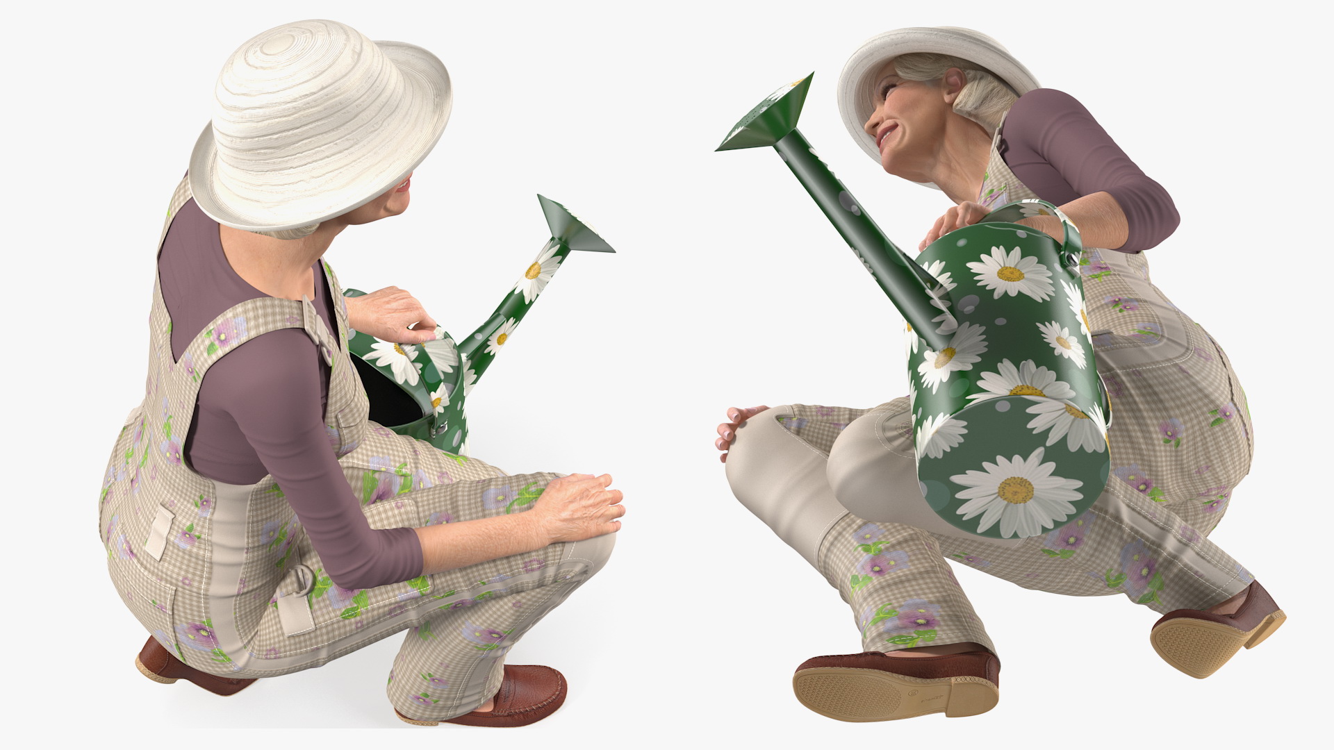 3D Old Lady Gardening model