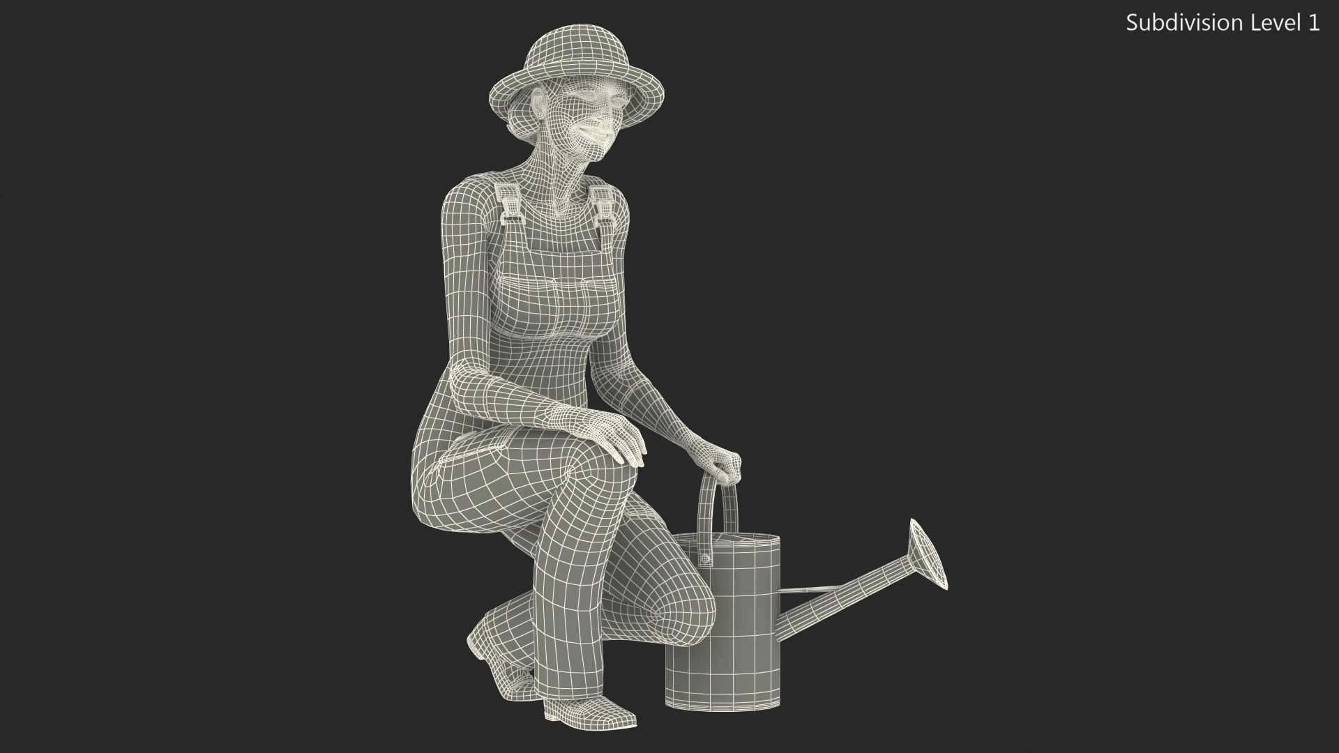 3D Old Lady Gardening model