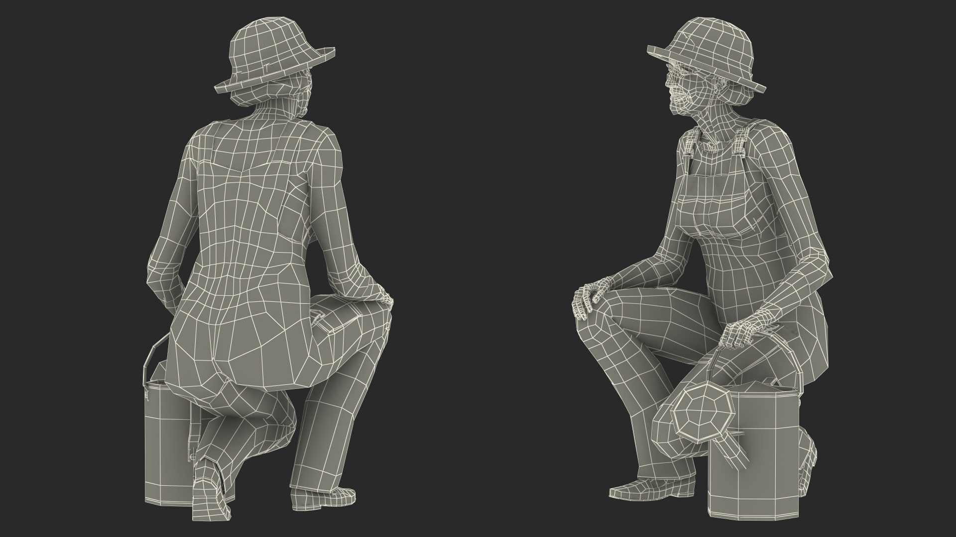 3D Old Lady Gardening model