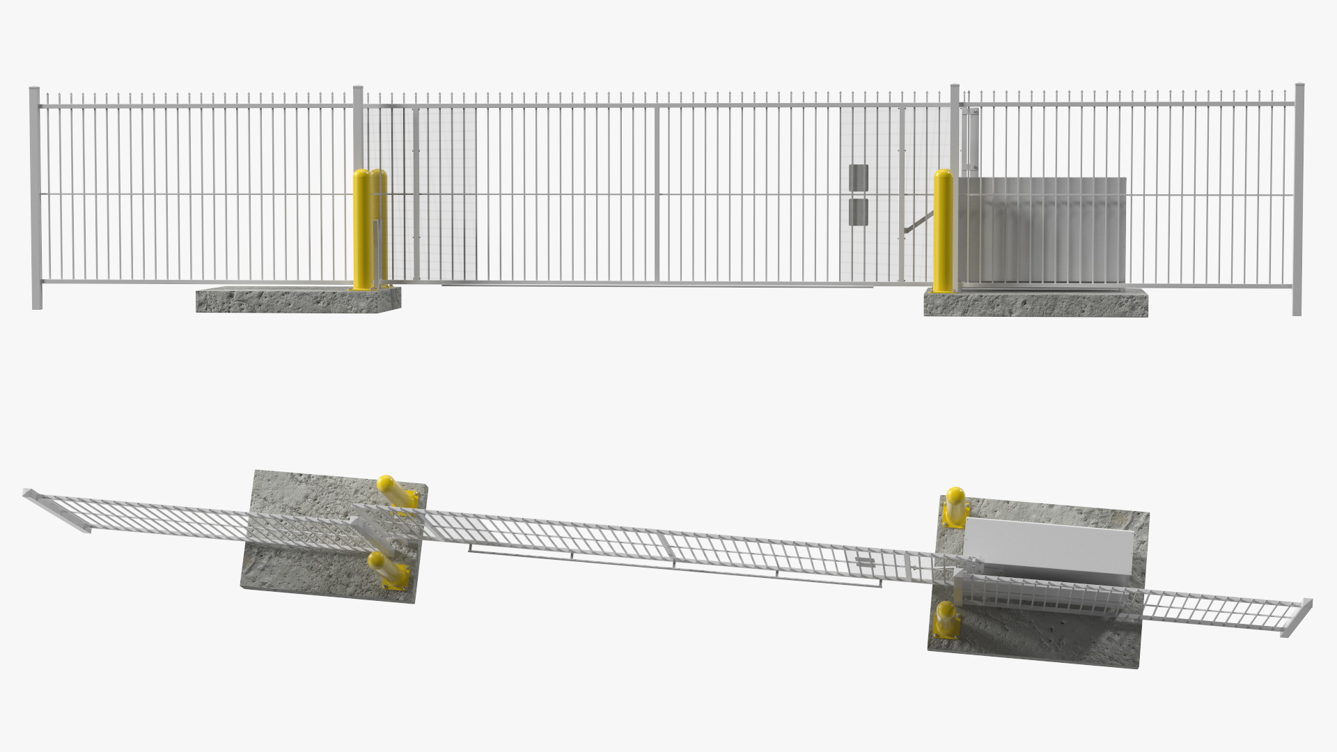 Vertical Lift Gates White Rigged 3D